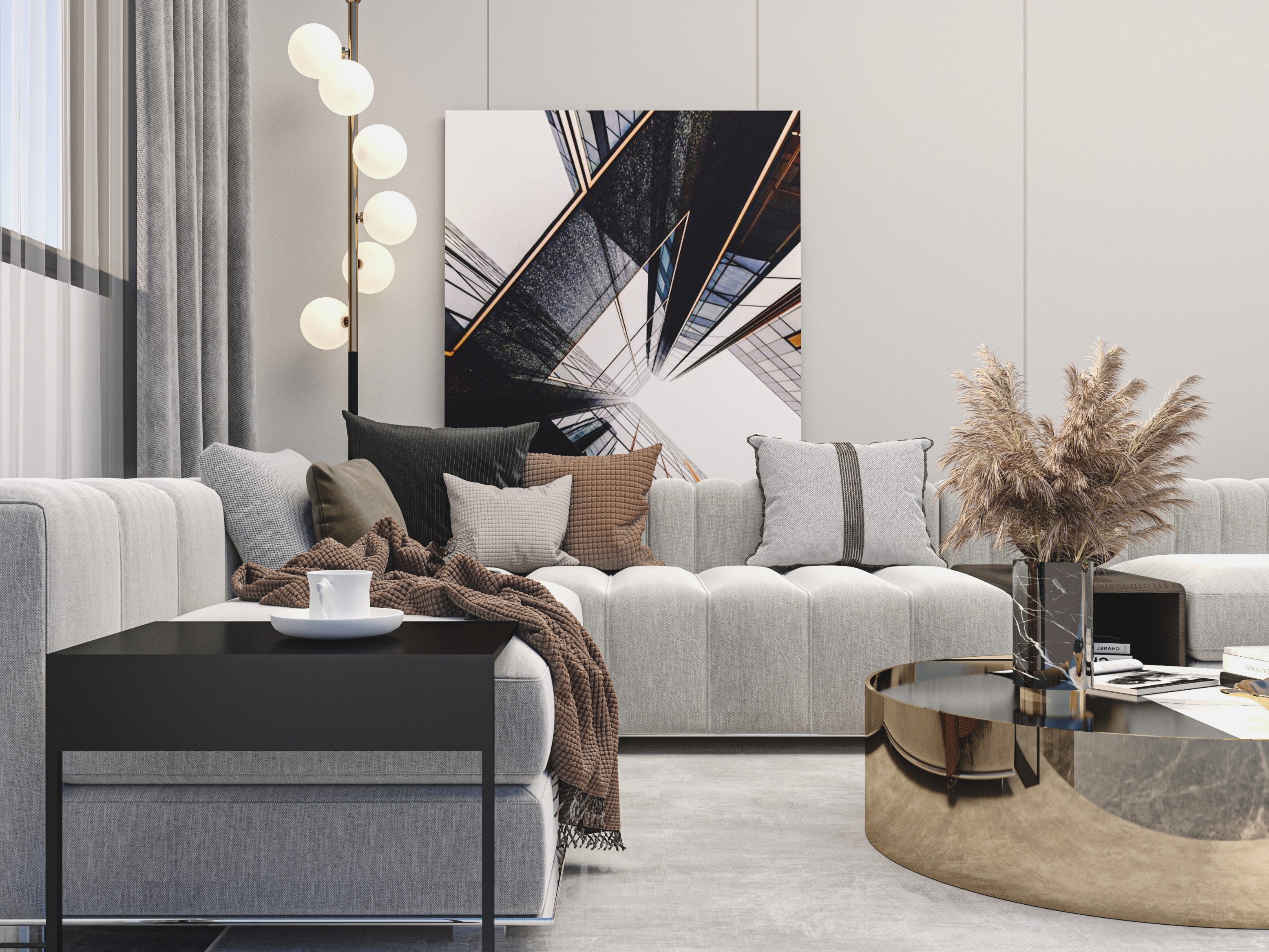 تصميم livingroom بمساحة 20 متر مربع