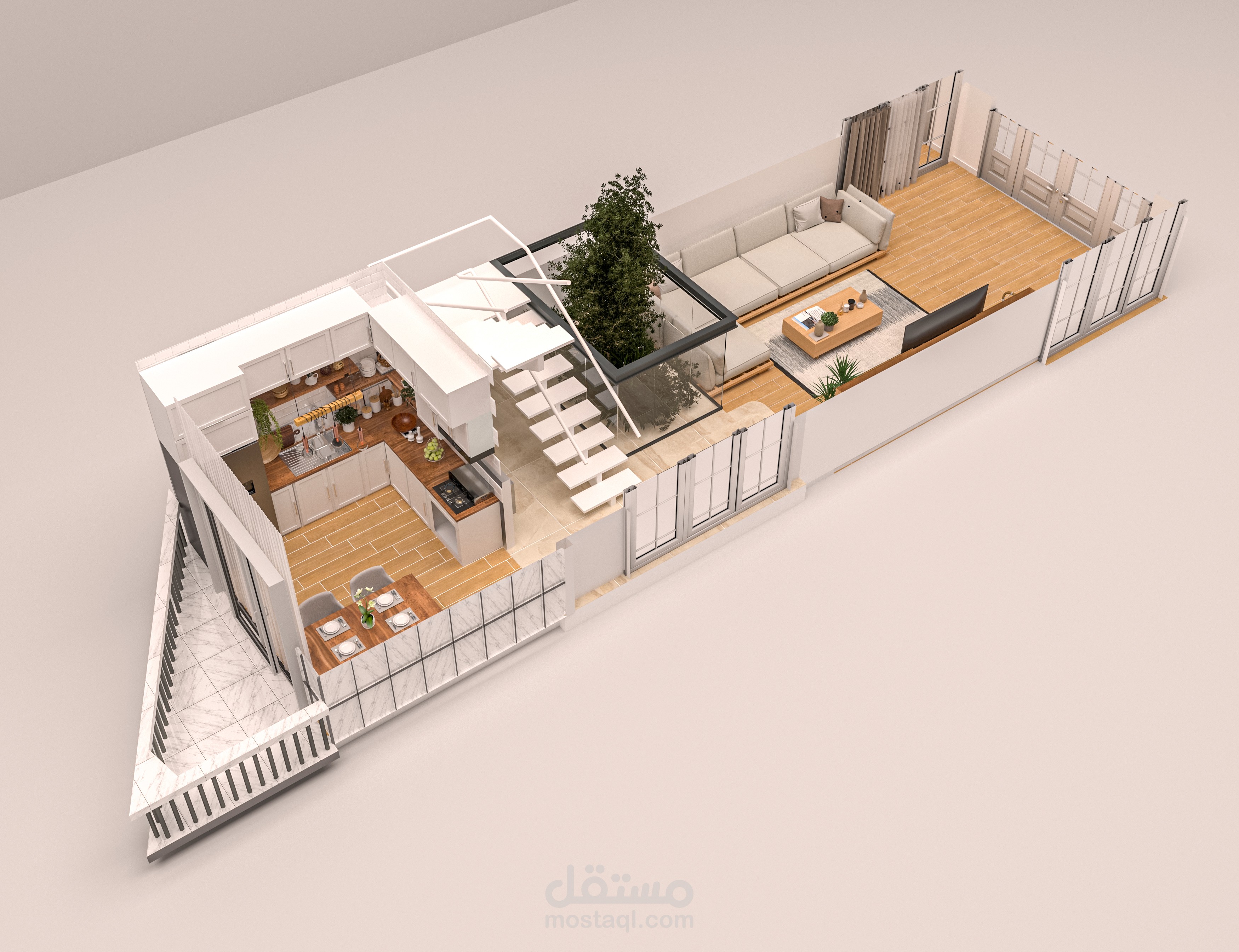 تصميم living room بنظام boho style