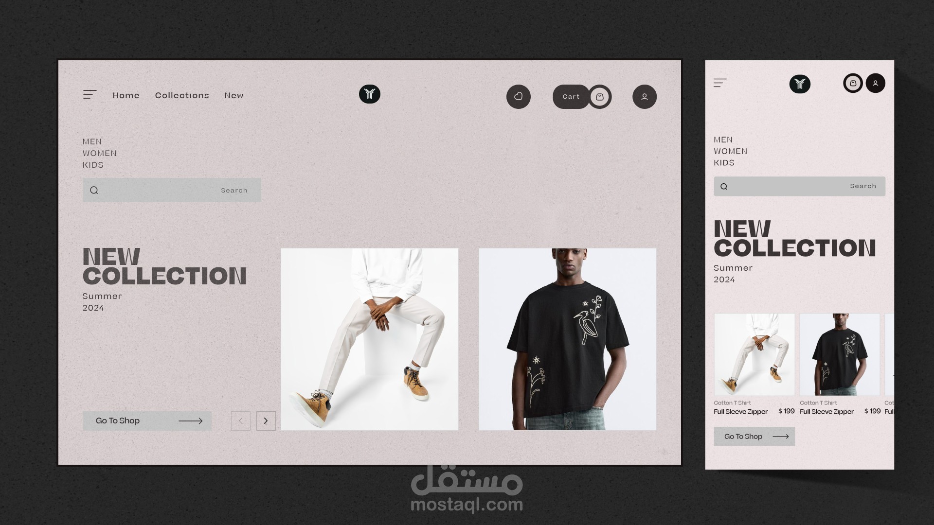 Landing page for clothing ecommerce website