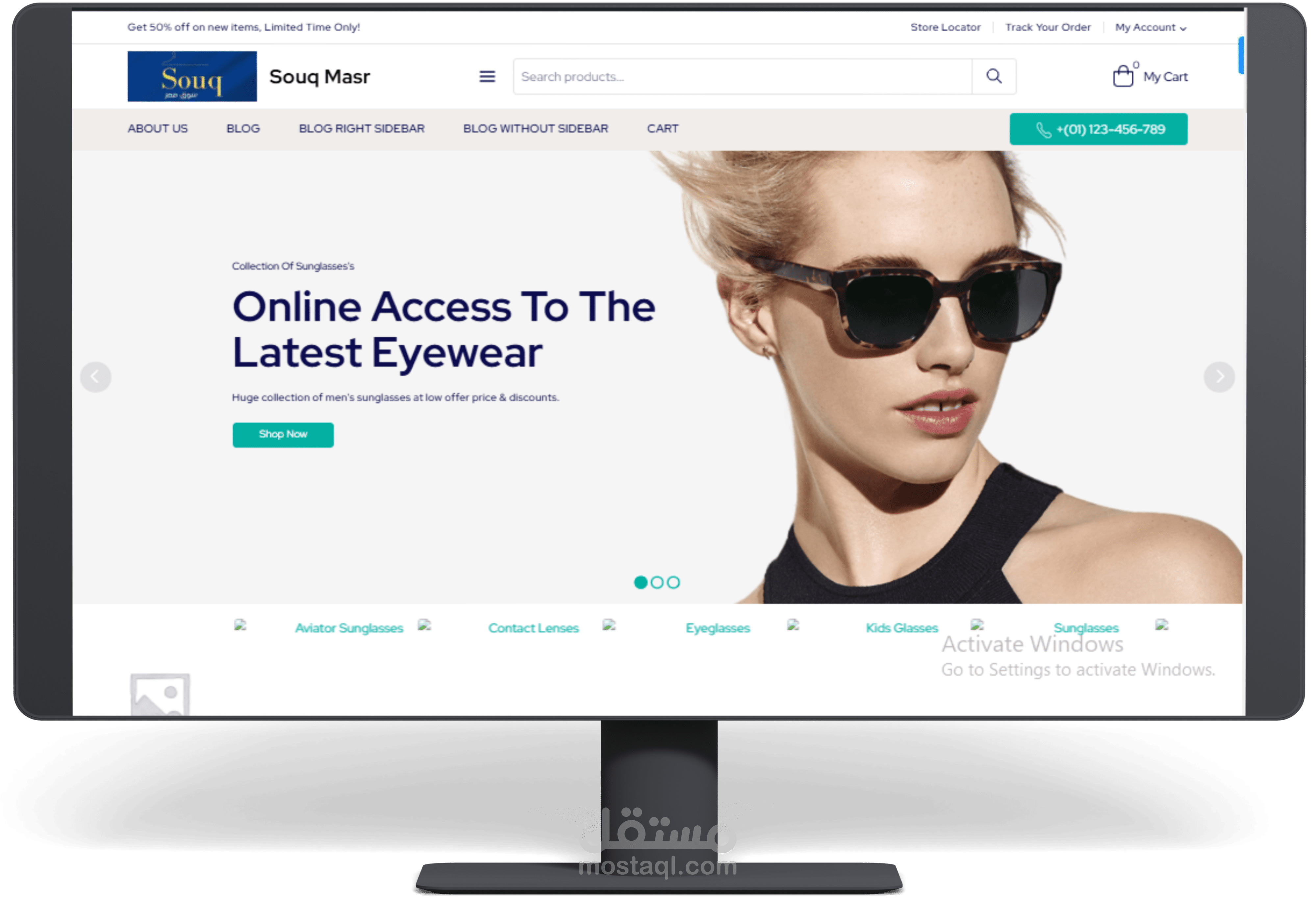 تصميم موقع بيع نظارات اونلاين Optical Glasses