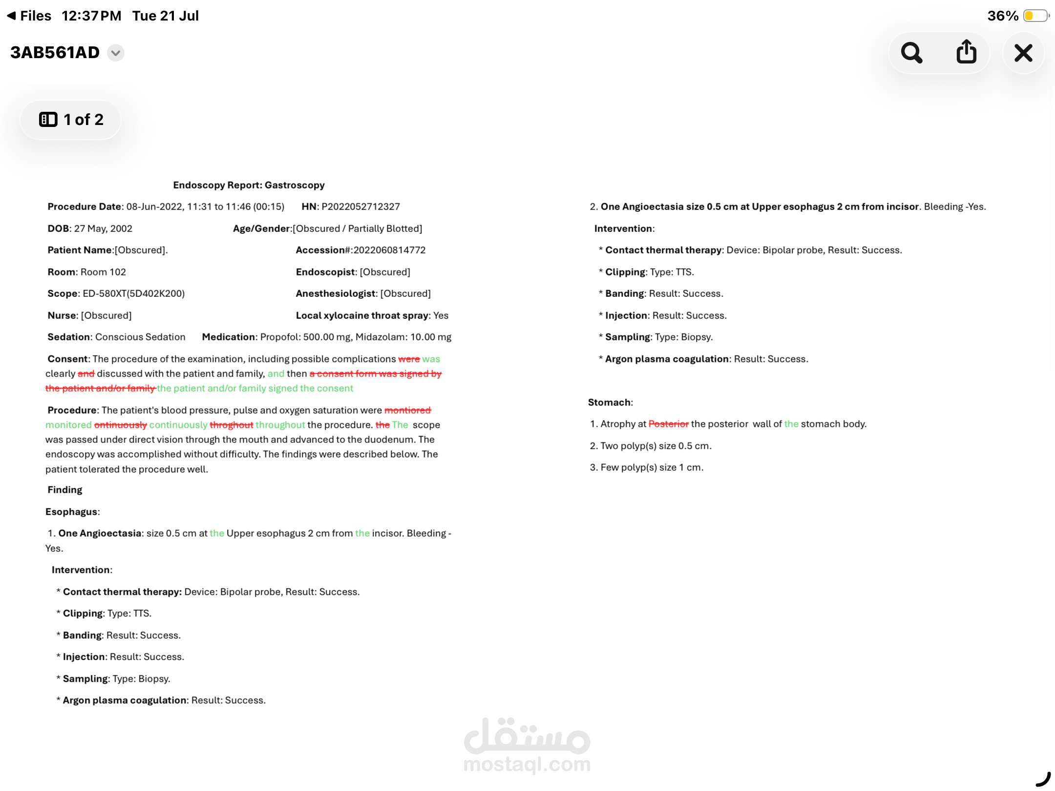 Medical report proofreading and editing