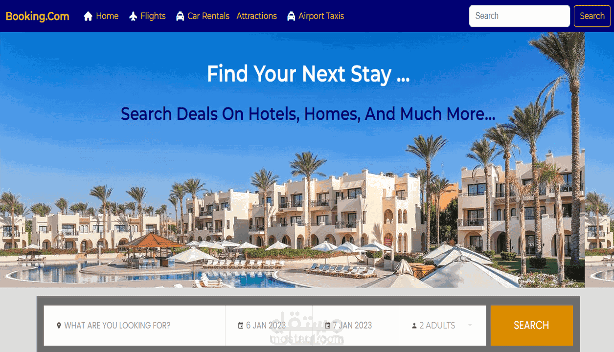 تصميم موقع يحاكي Booking متجاوب لكل الشاشات
