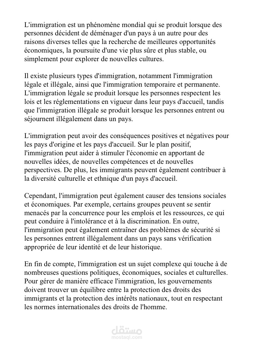 Exposé sur l’immigration