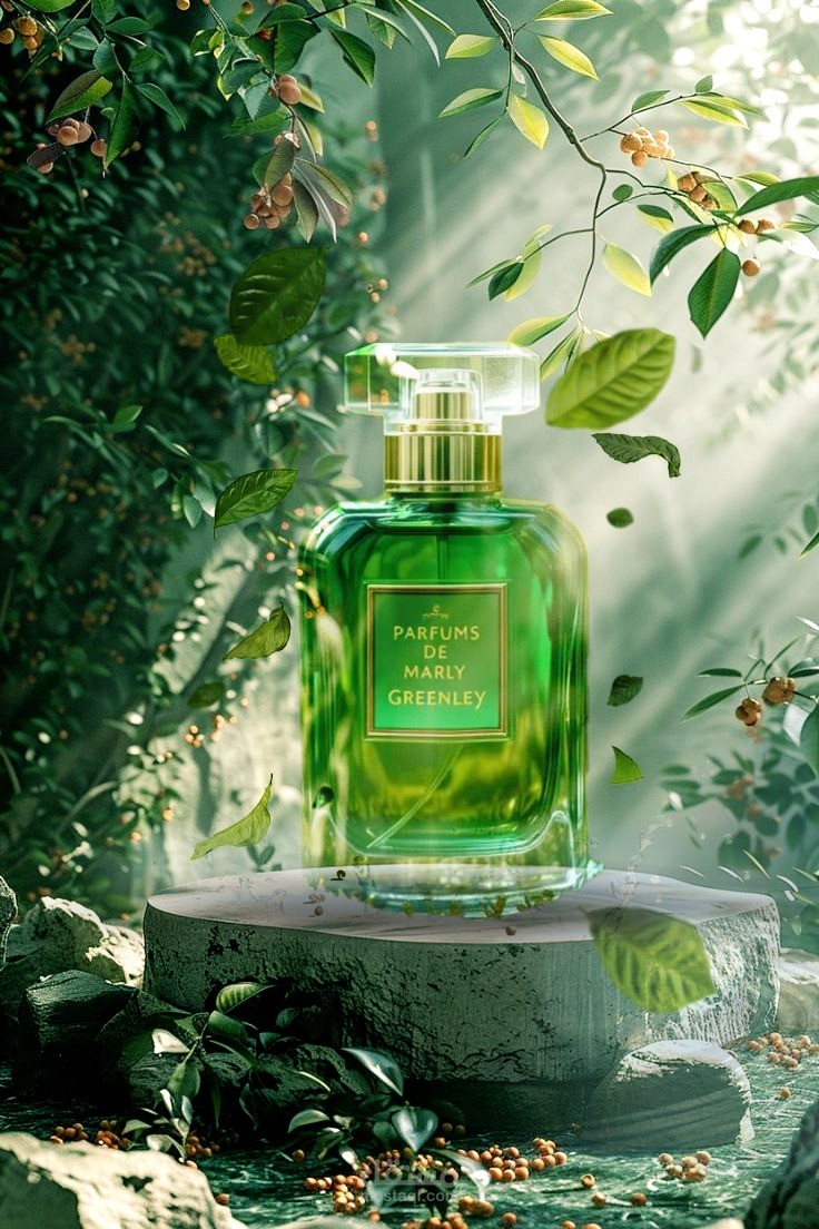 تصميم عطر جذاب باللون الاخضر الطبيعي