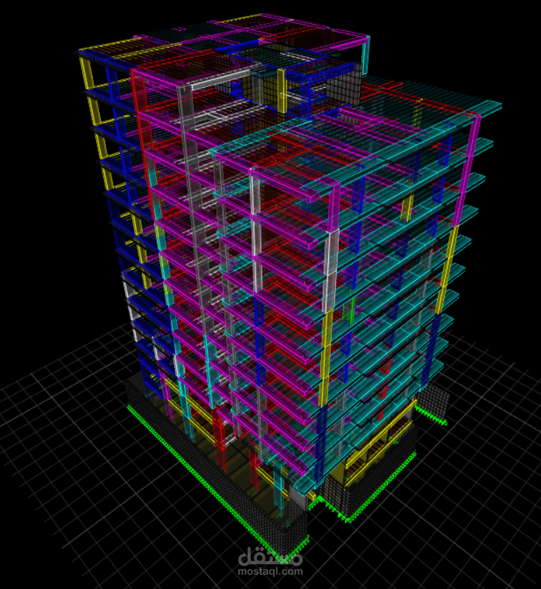 تصميم عمارة سكنية مكونة من 14 دور طبقا للكود السعودى بمكة المكرمة