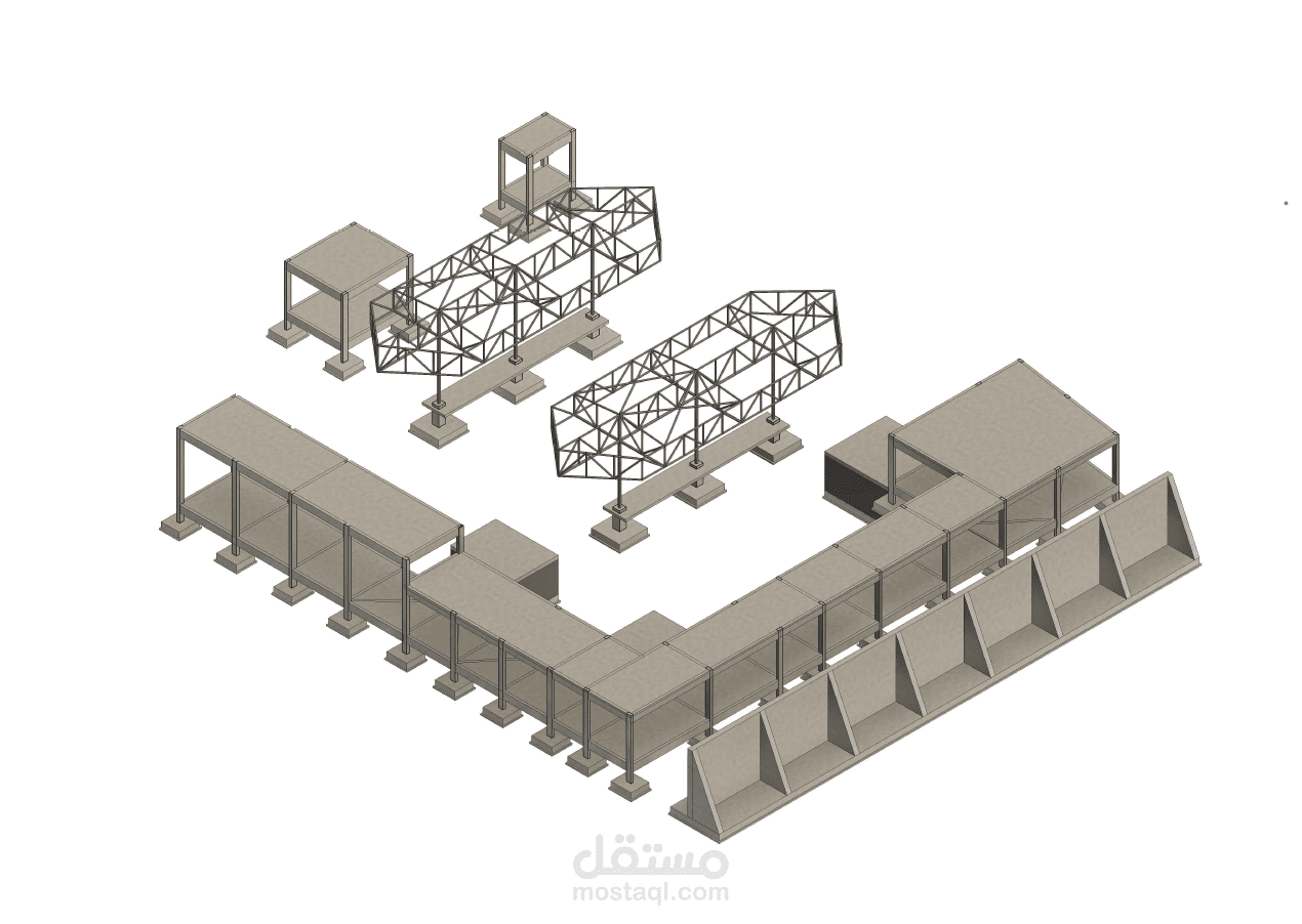 تصميم محطة بنزين والمظله الحديدية واخراج المخططات باستخدام برنامج ال Revit بمكة المكرمة