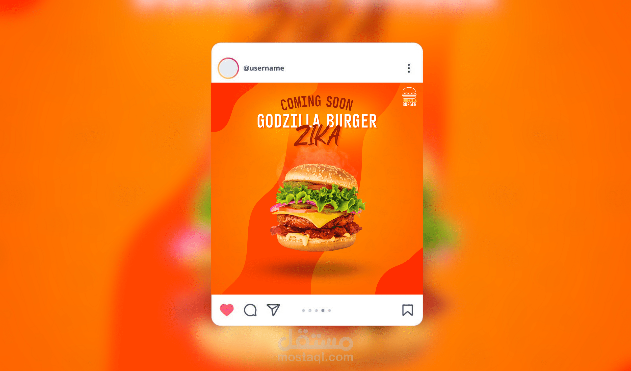 Social Media Post Design | Food | Godzilla Burger