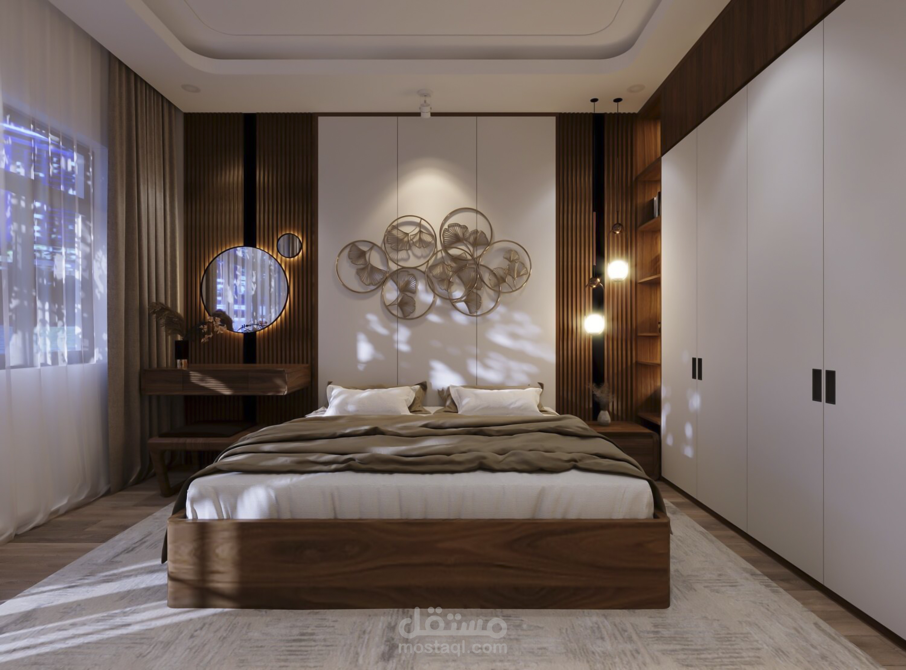 تصميمي لحجره مودرن  لشقه سكنيه ببرج زمرده بمدينه الرياض