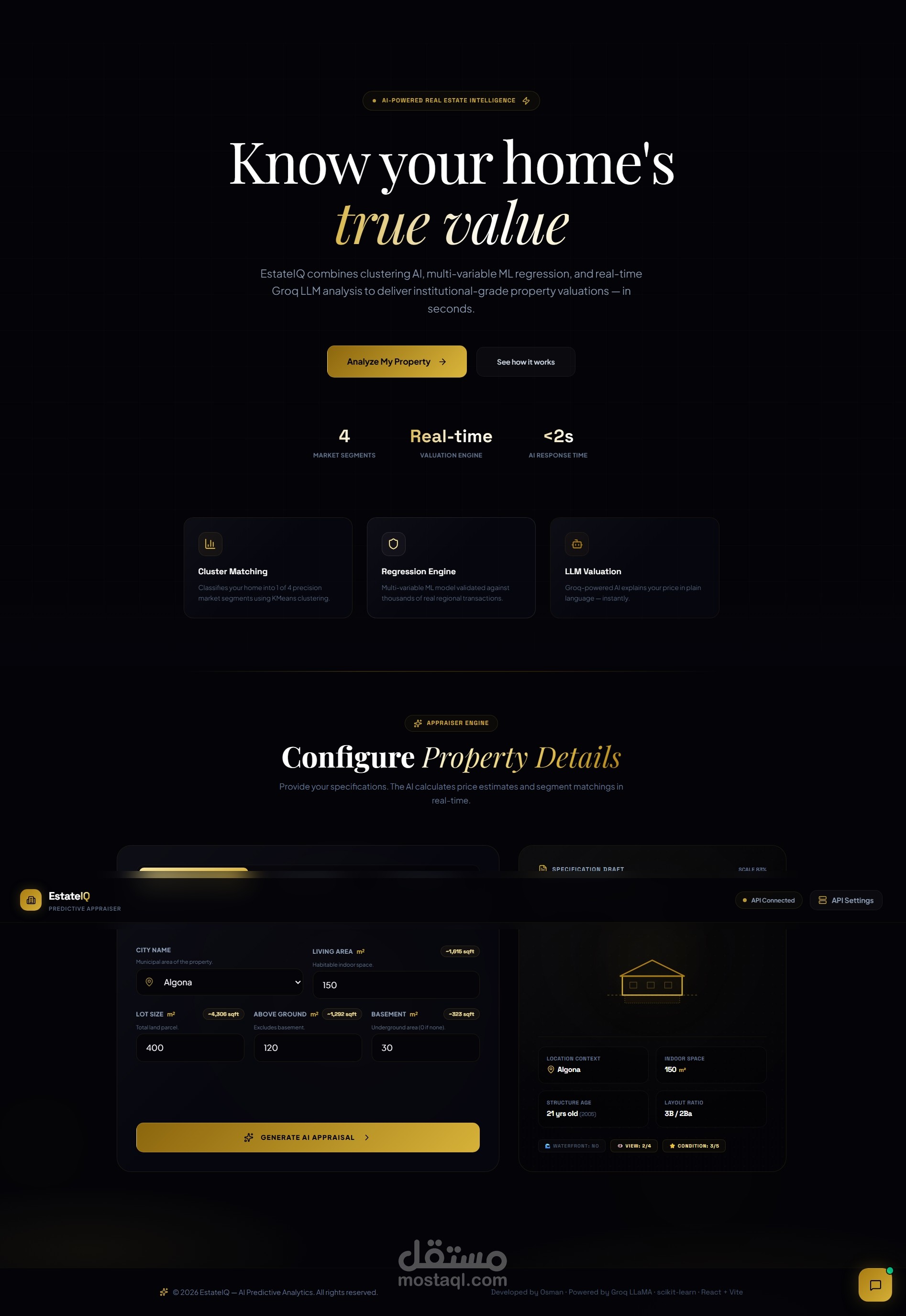 EstateIQ - منصة ذكية لتقييم وتسعير العقارات باستخدام الذكاء الاصطناعي (AI-Powered Real Estate Valuation Platform)