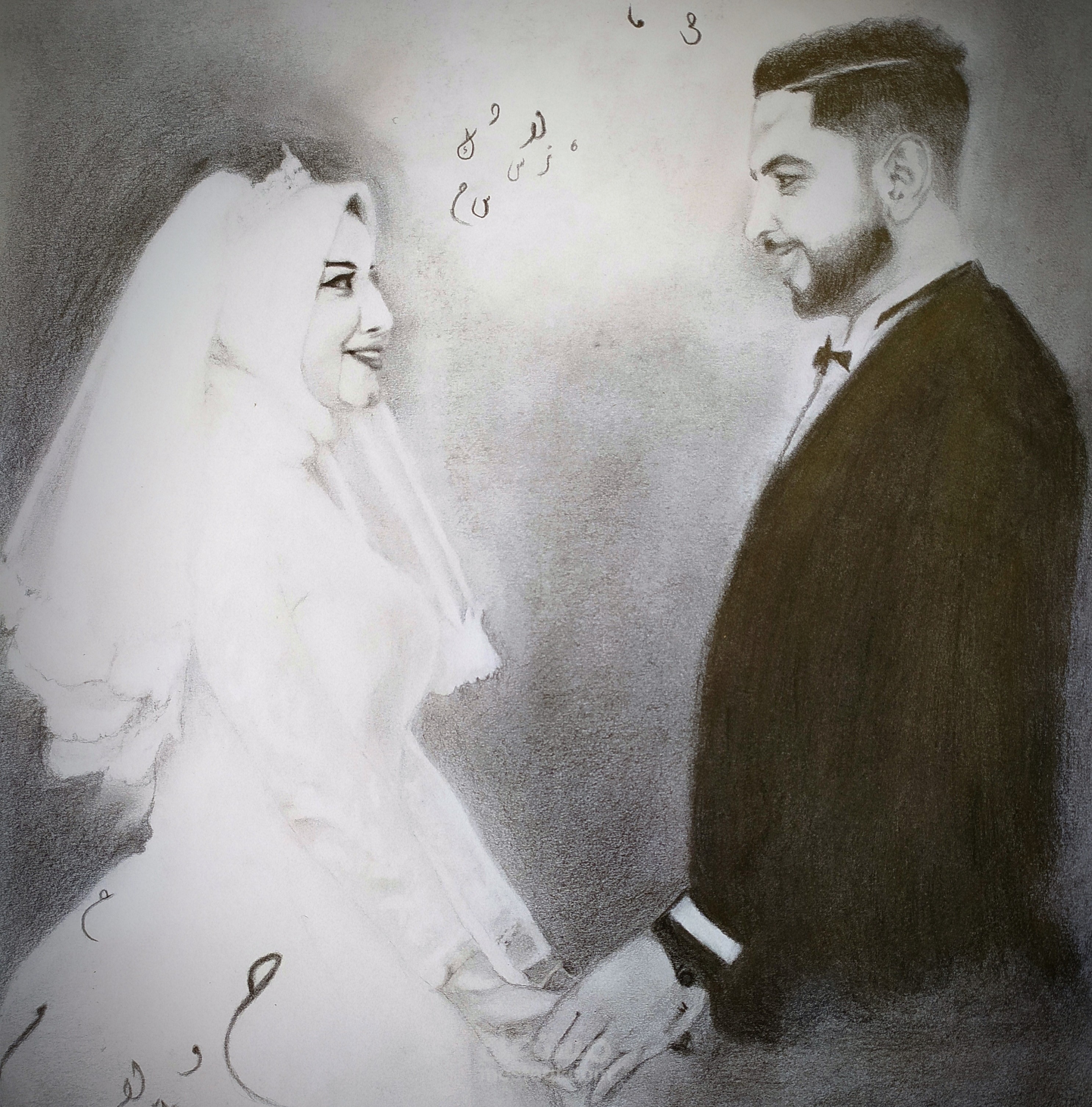 رسم بورتريه يدوي على ورق