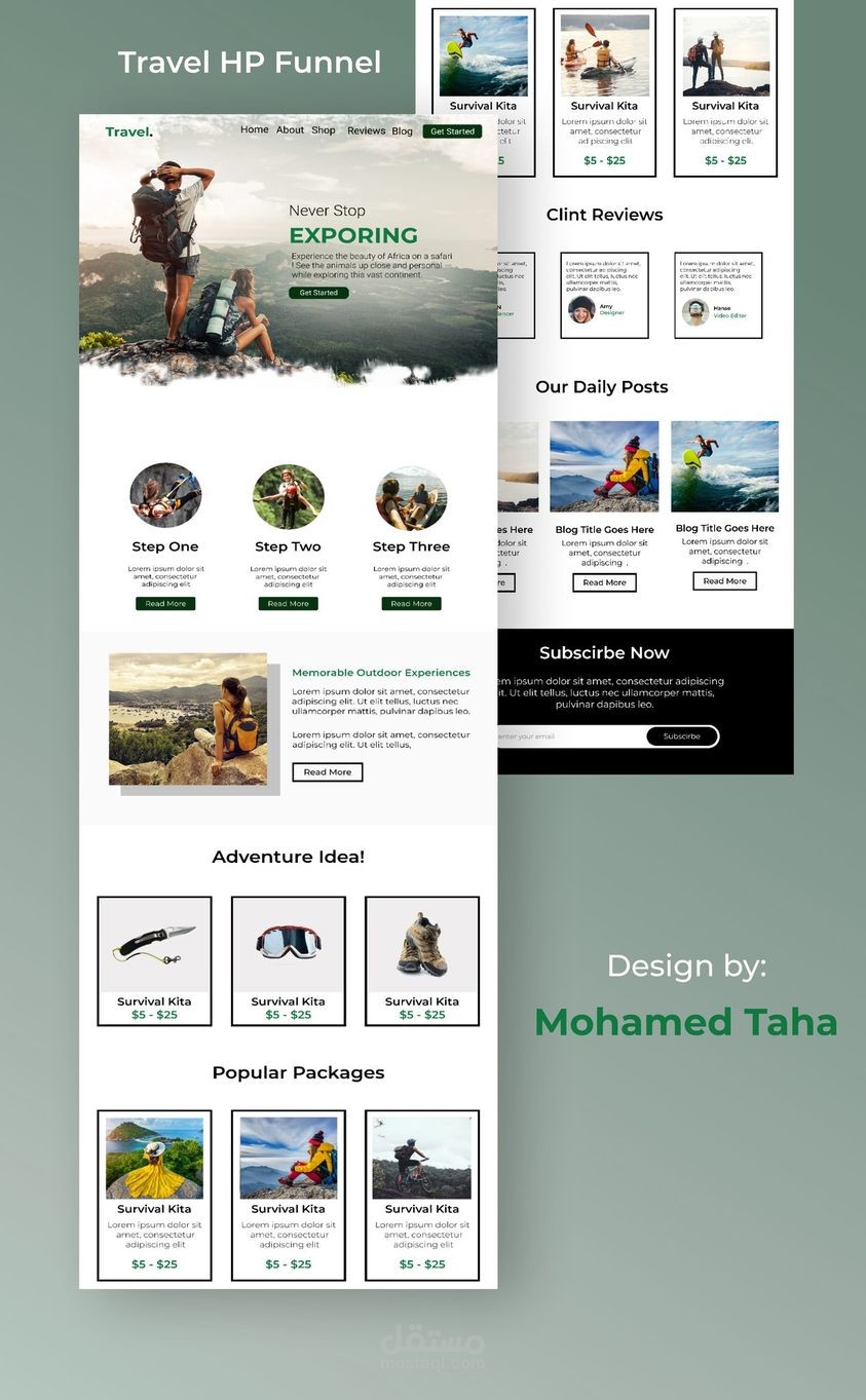 تصميم صفحة هبوط لوكالة سياحية