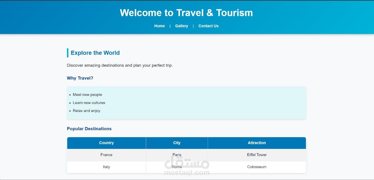 موقع سياحي لعرض الرحلات والوجهات – Travel Tourism