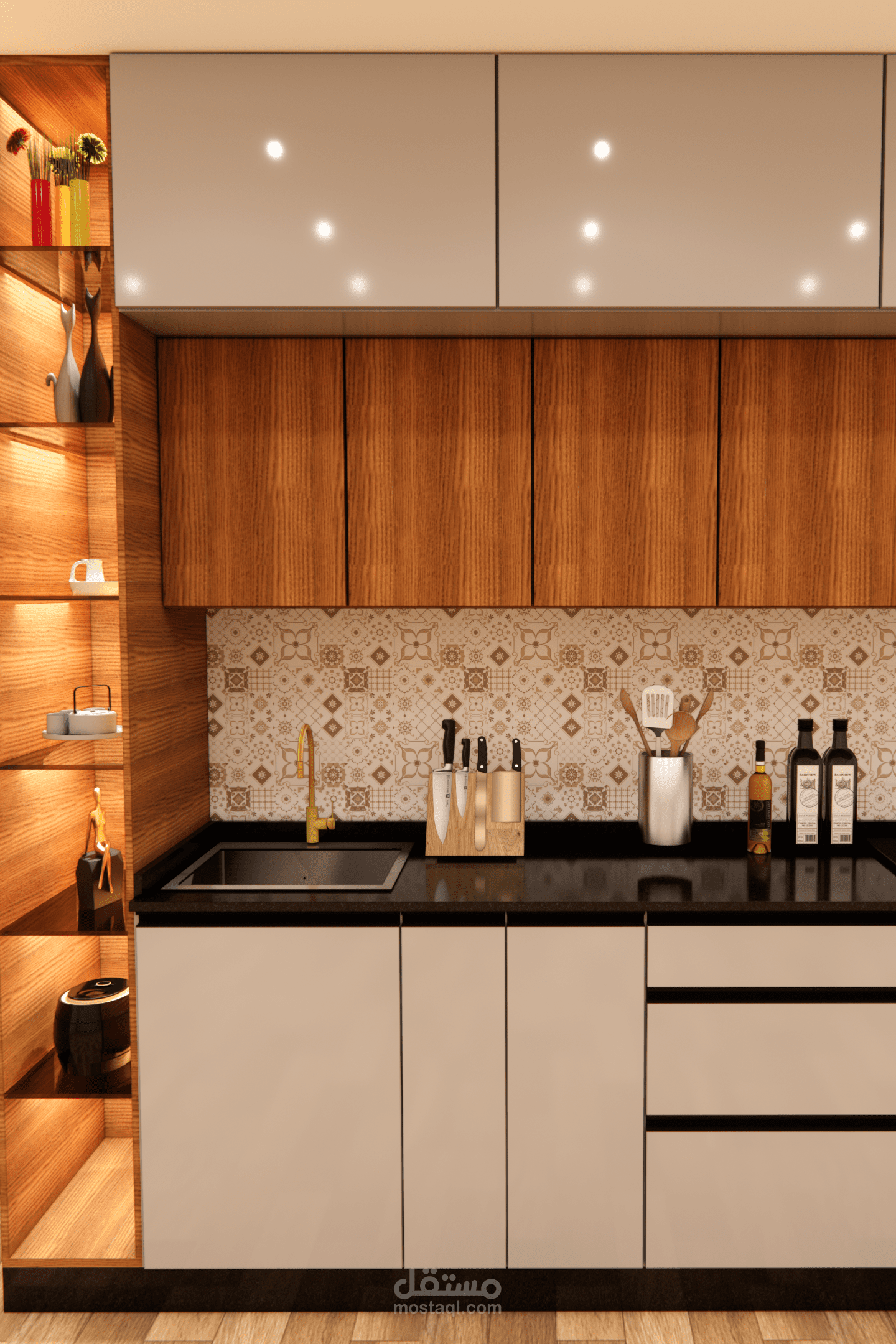 تصميم 3D لمطبخ عصري