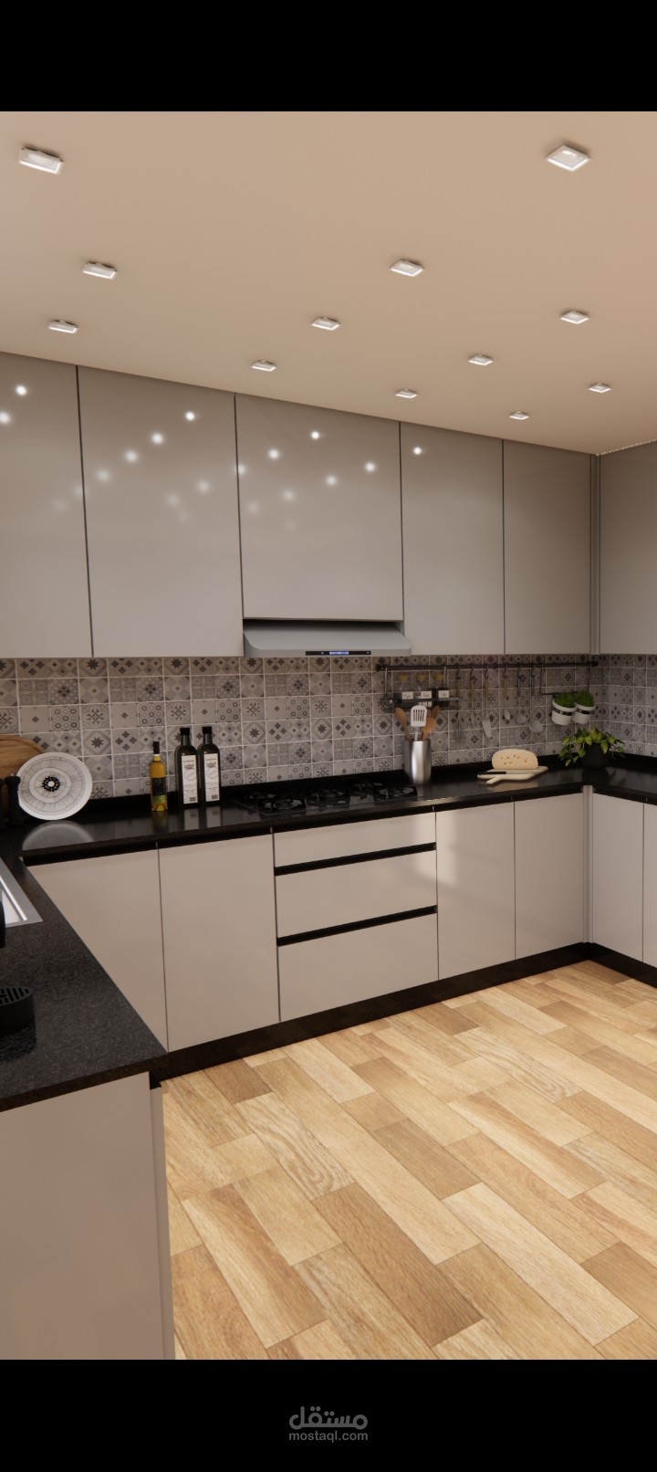 تصميم 3D لمطبخ عصري باحترافية