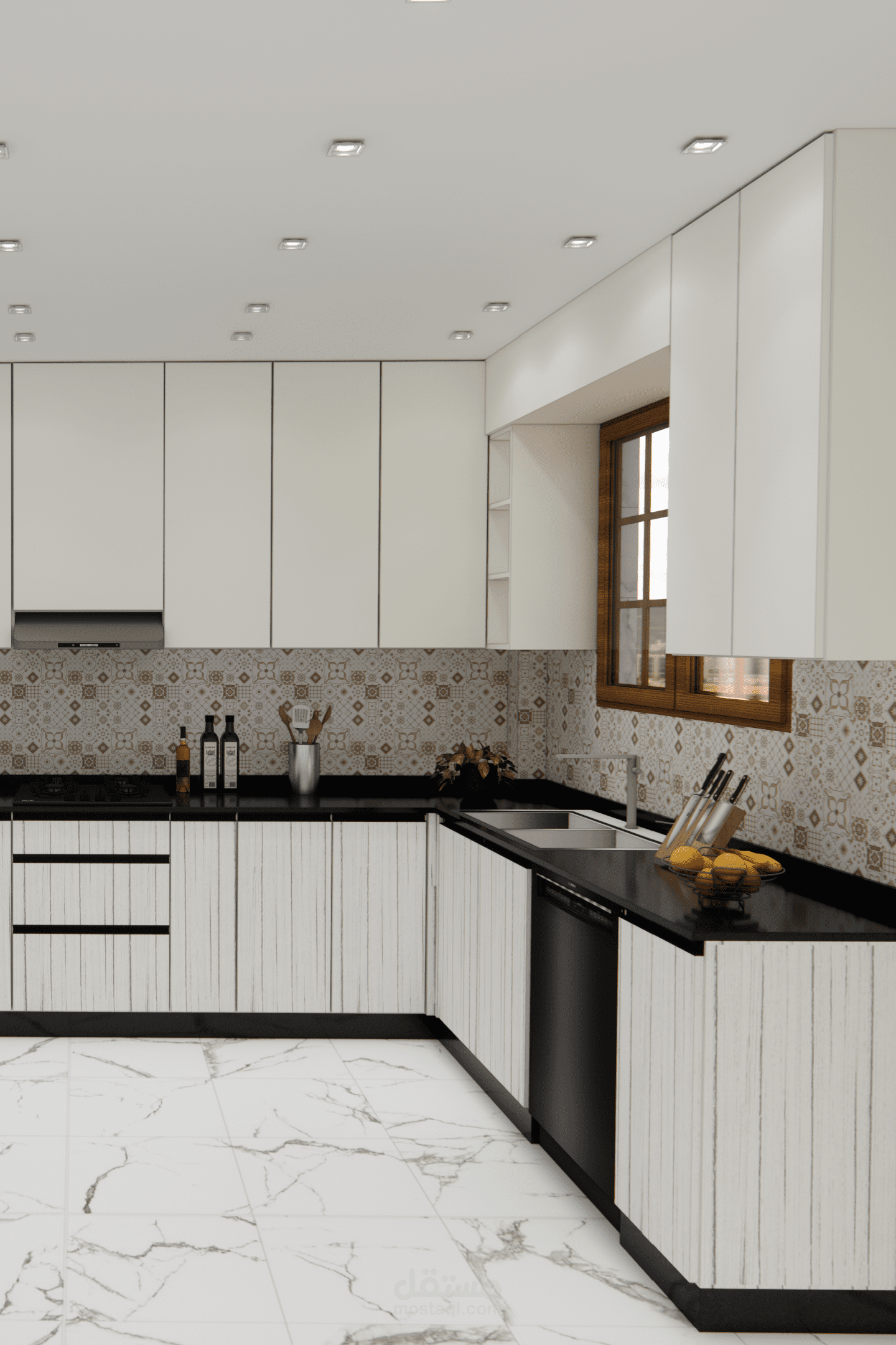 تصميم 3D لمطبخ عصري بخشب الإيڨر