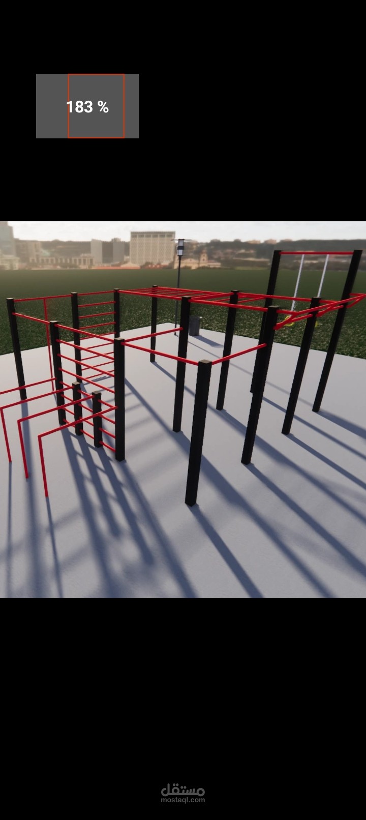 تصميم 3D لمساحة تدريب لرياضة الكاليستينكس