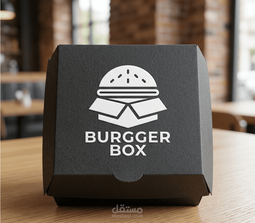 تصميم هوية بصرية كاملة لمطعم برجر (Burger Box Logo Presentation)