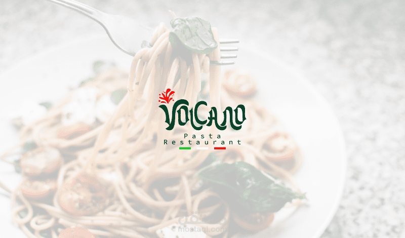 تصميم شعار مطعم VOLCANO  للمعكرونة نسخة ثانية