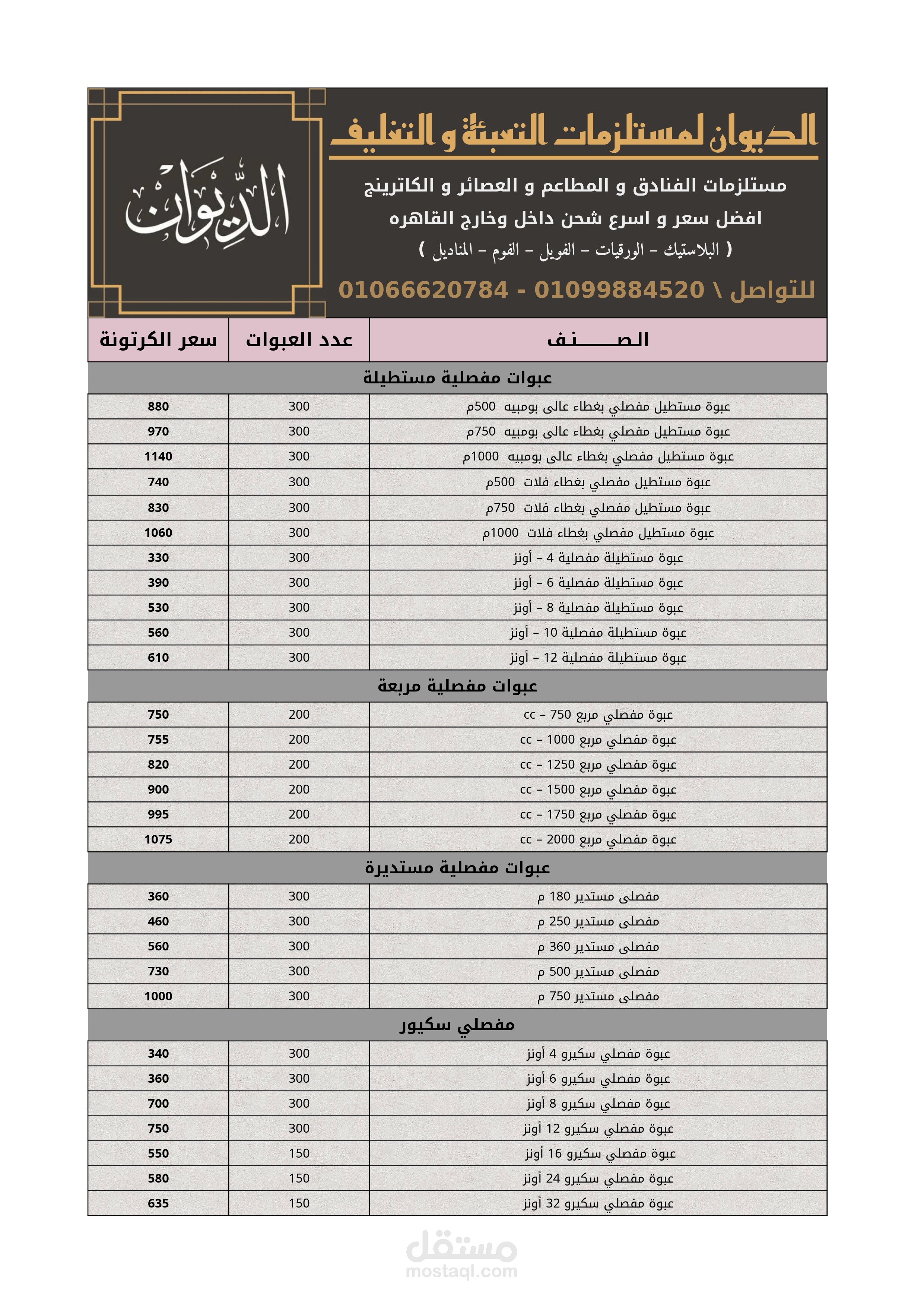 قائمة اسعار Excel