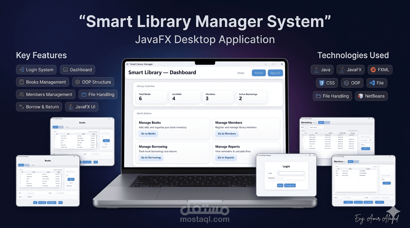 Smart Library Manager System – JavaFX, Scene Builder & MySQL Desktop Application