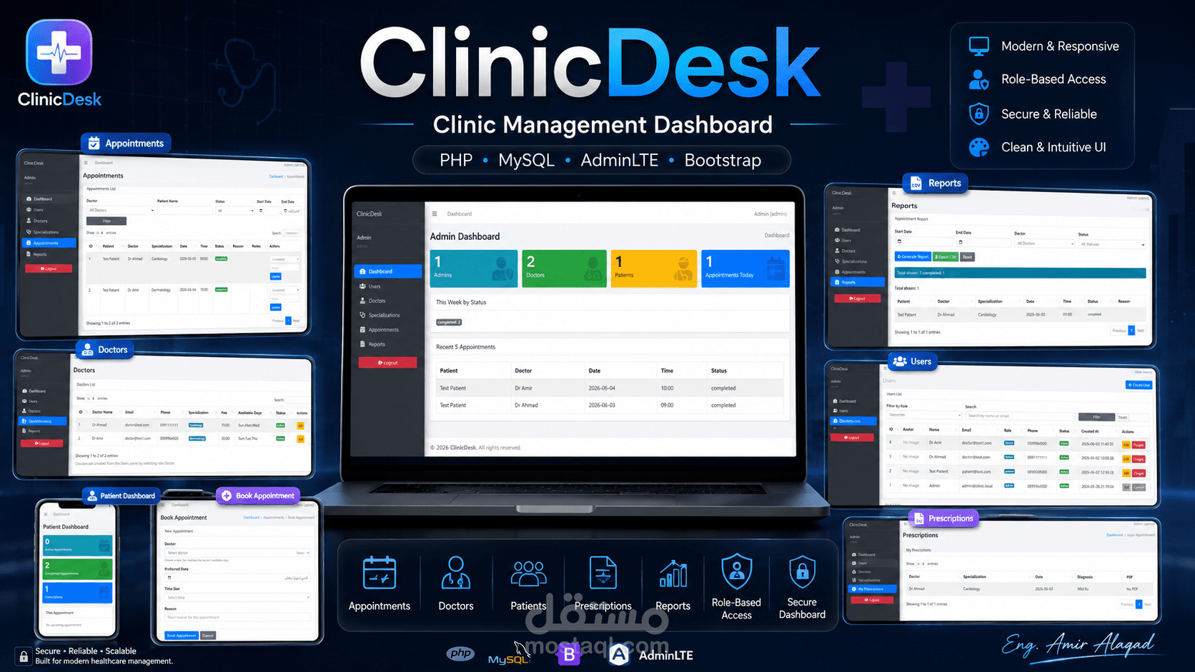ClinicDesk | Full-Stack Clinic Management System using PHP, MySQL & AdminLTE
