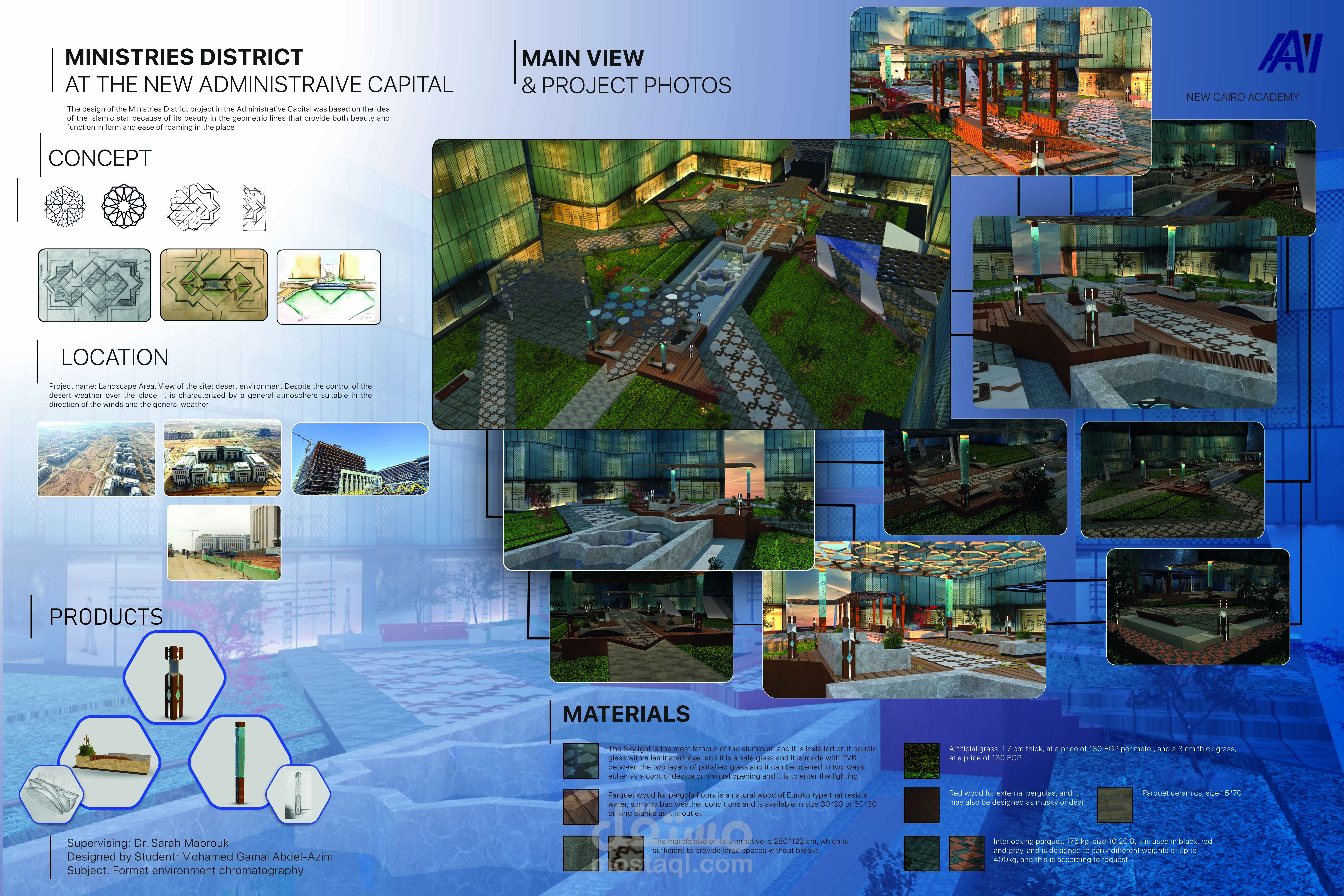 تصميم لاند اسكيب لحي الوزارات بالعاصمة الادارية الجديدة