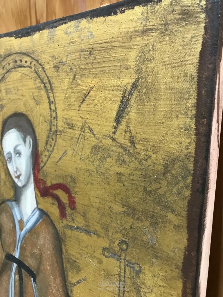 استنساخ لوحة زيتية من اللوحات القبطية في المتحف القبطي