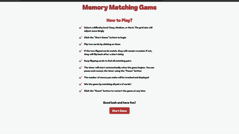 Memory Matching Game