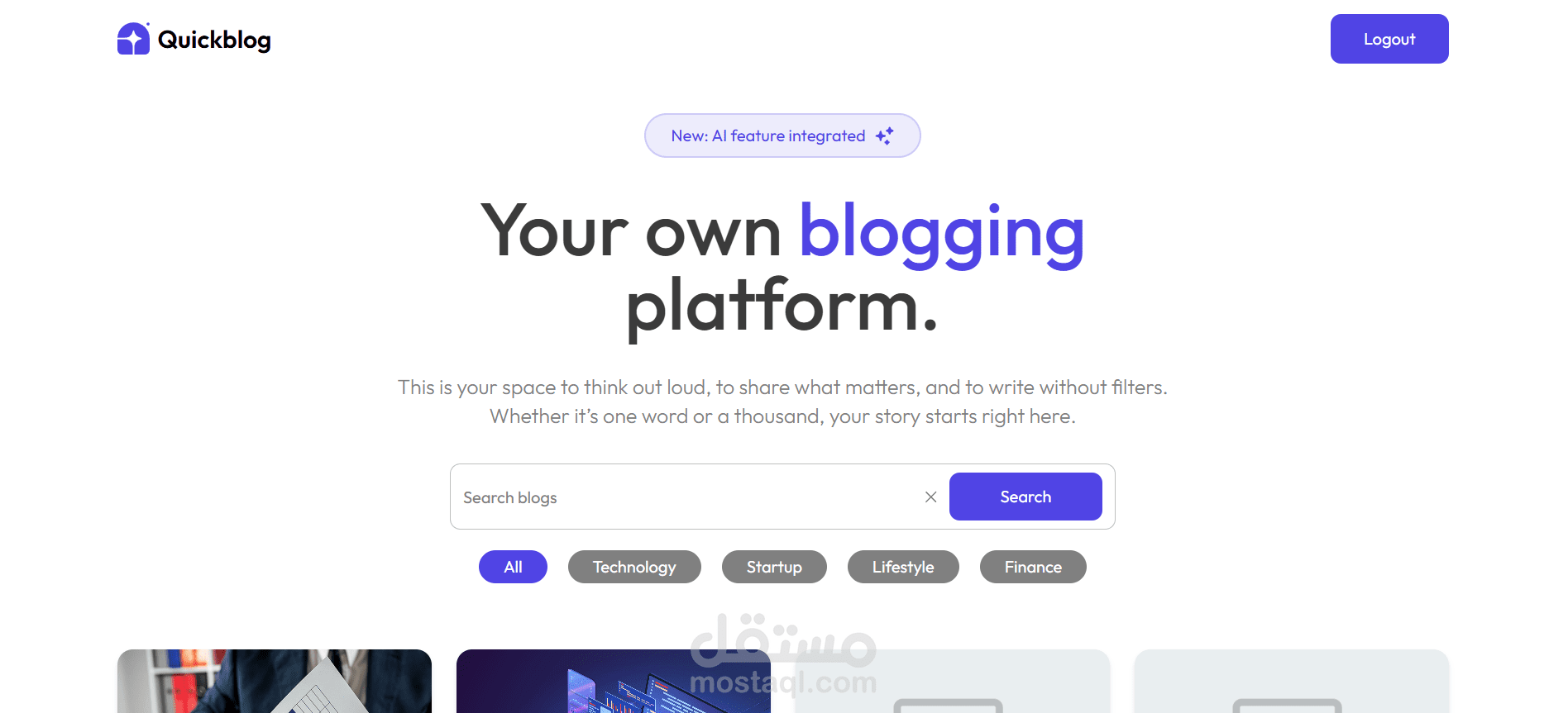 مدونة مدعومة بالذكاء الاصطناعي باستخدام React.js + Laravel