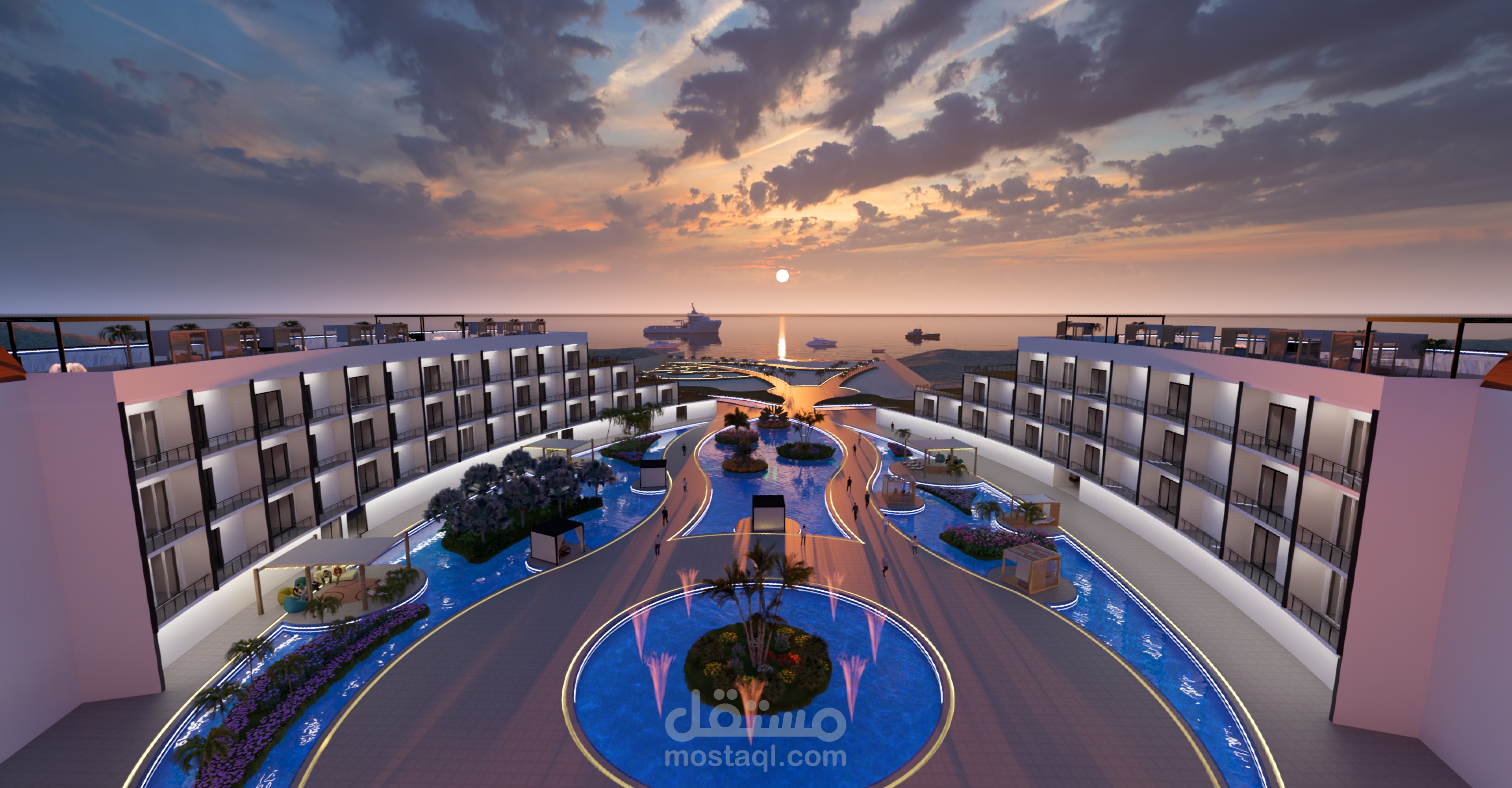 رندر خارجي لمشروع فندق