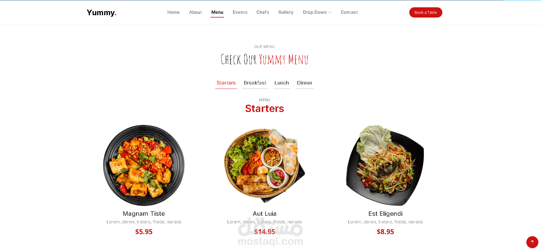 تصميم موقع مطعم باحترافية