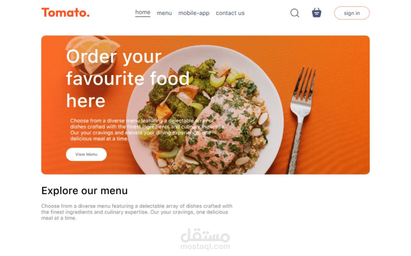 Tomato – منصة طلب الطعام أونلاين إدارة طلبات المطاعم وتحليلات المبيعات باستخدام React.js