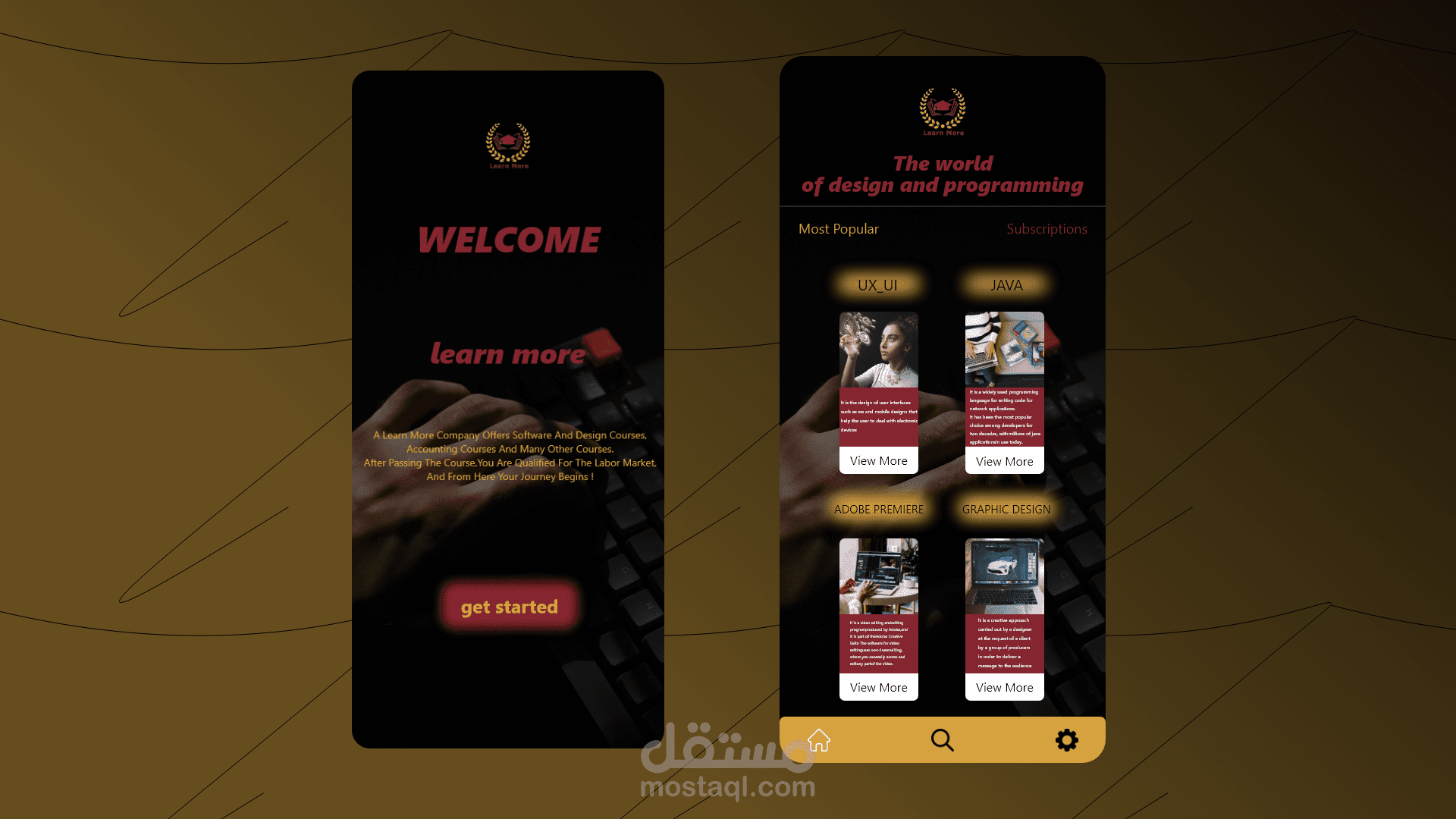 بعض اعمالي لتصميم تطبيق لمؤسسة تعليمية