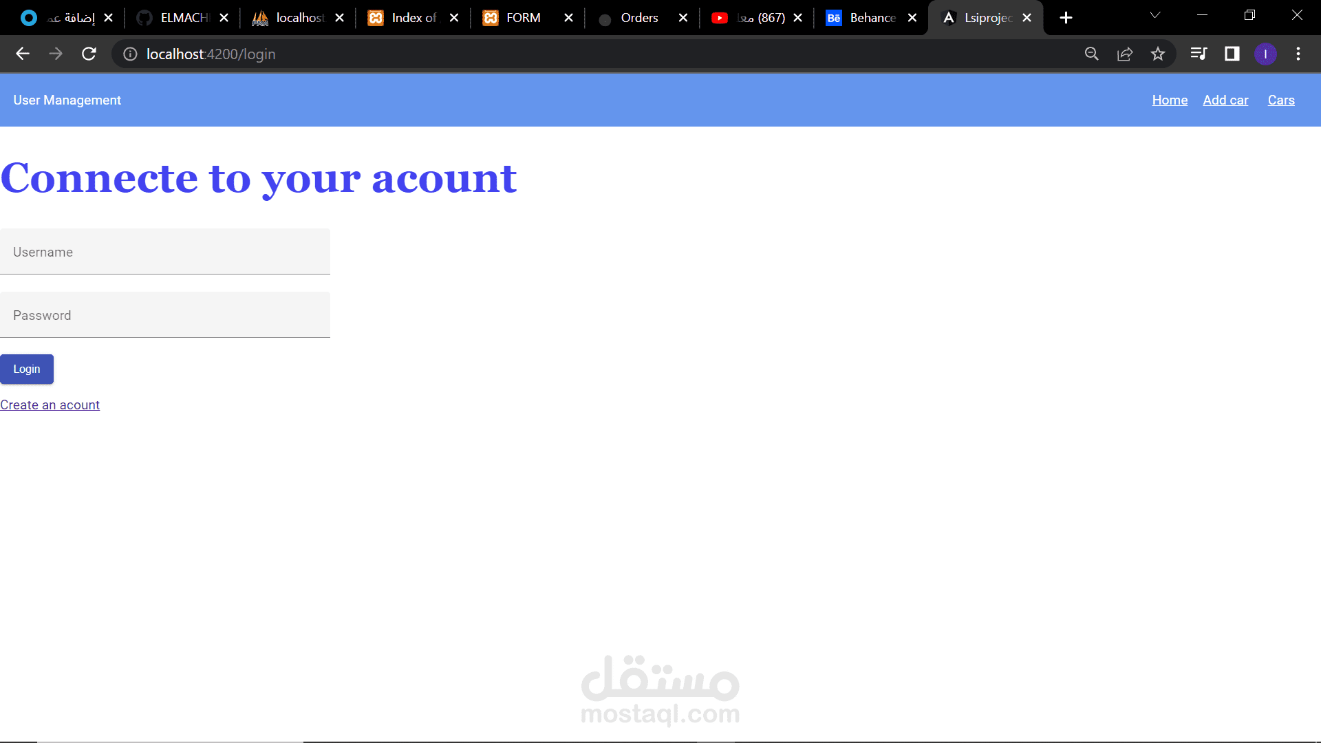 مشروع لاضافة و عرض السيارات