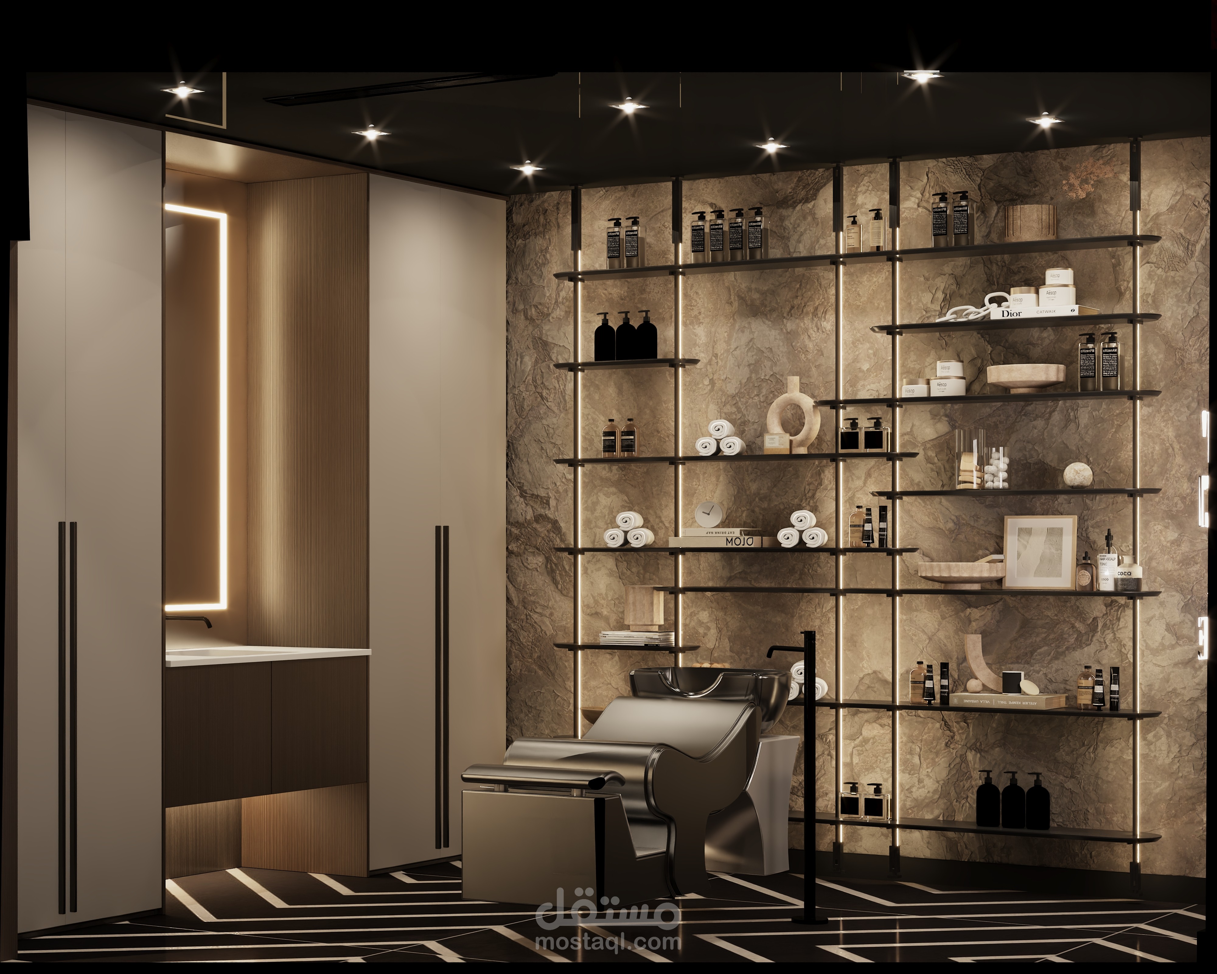 تصميم صالون حلاقه بالسعوديه