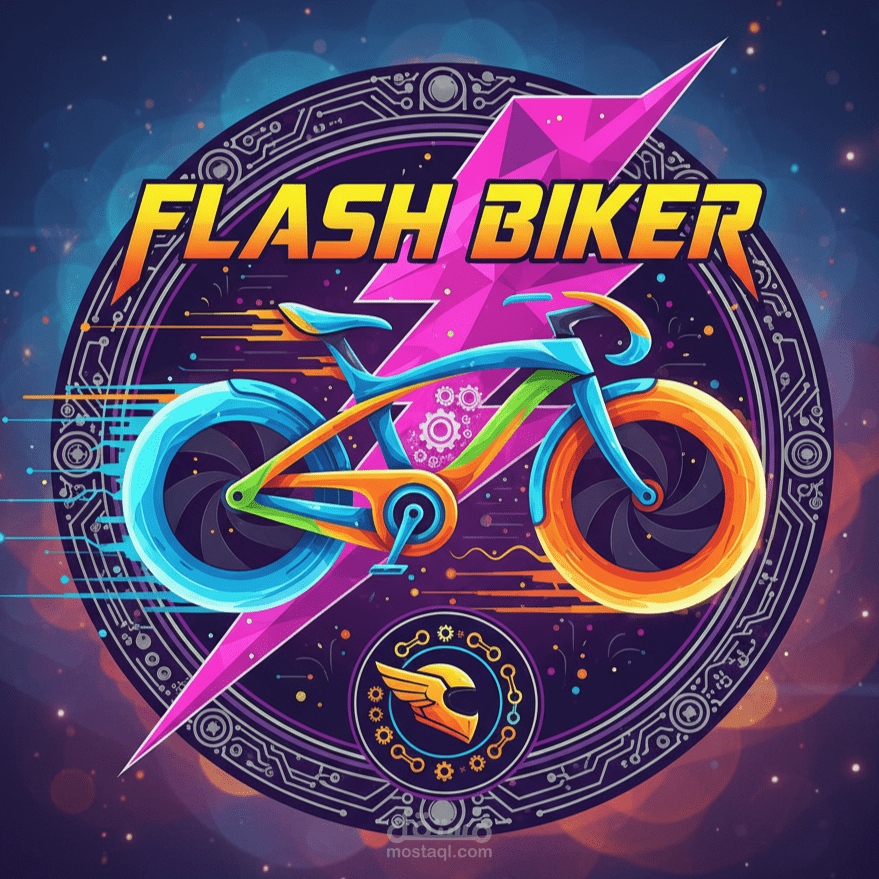 colorful logo flash biker