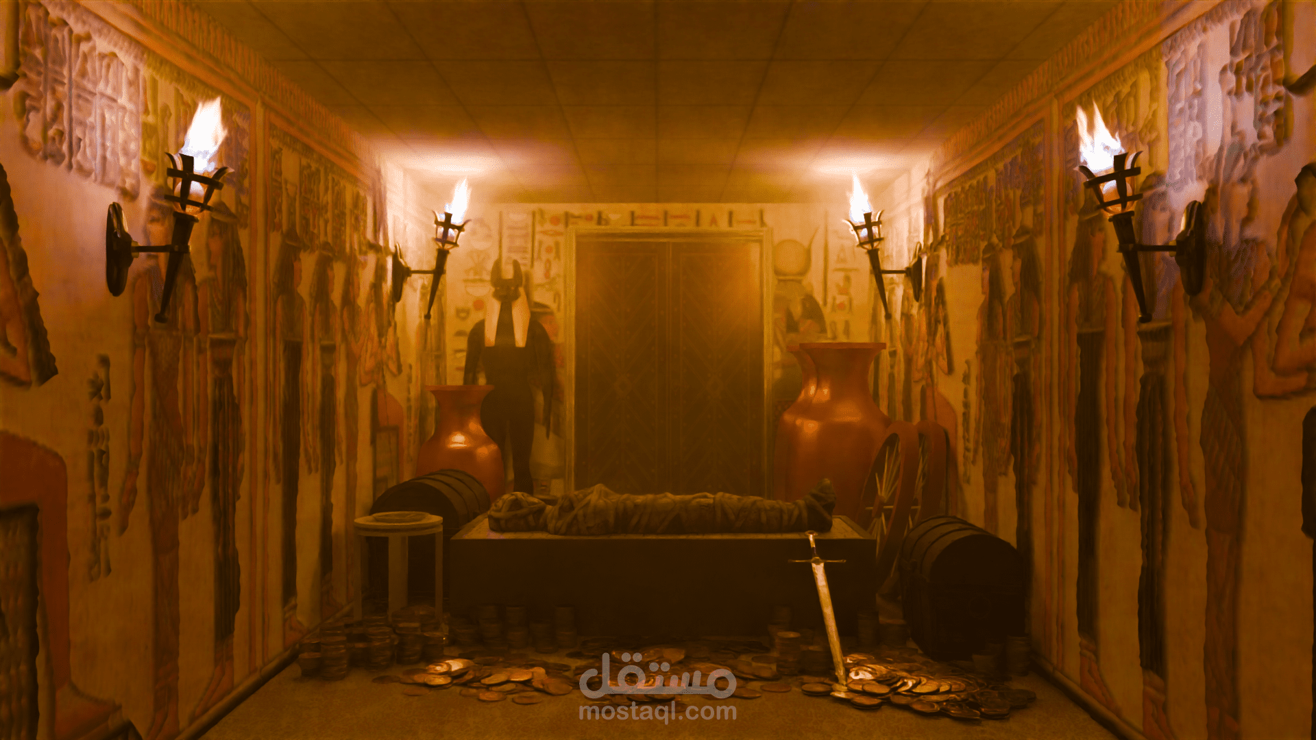 تصميم ثلاثي الأبعاد لمقبرة فرعونية .
