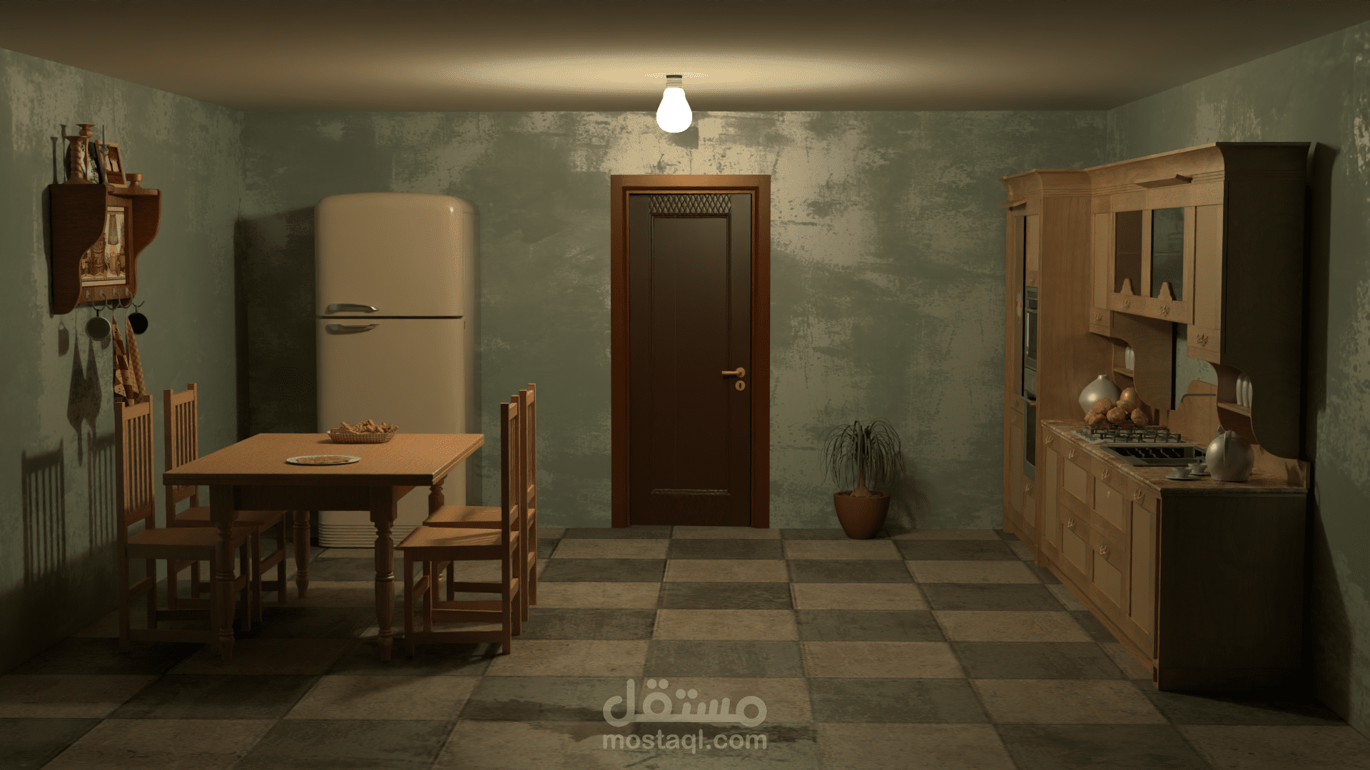 نموذج ثلاثي الأبعاد لمطبخ .