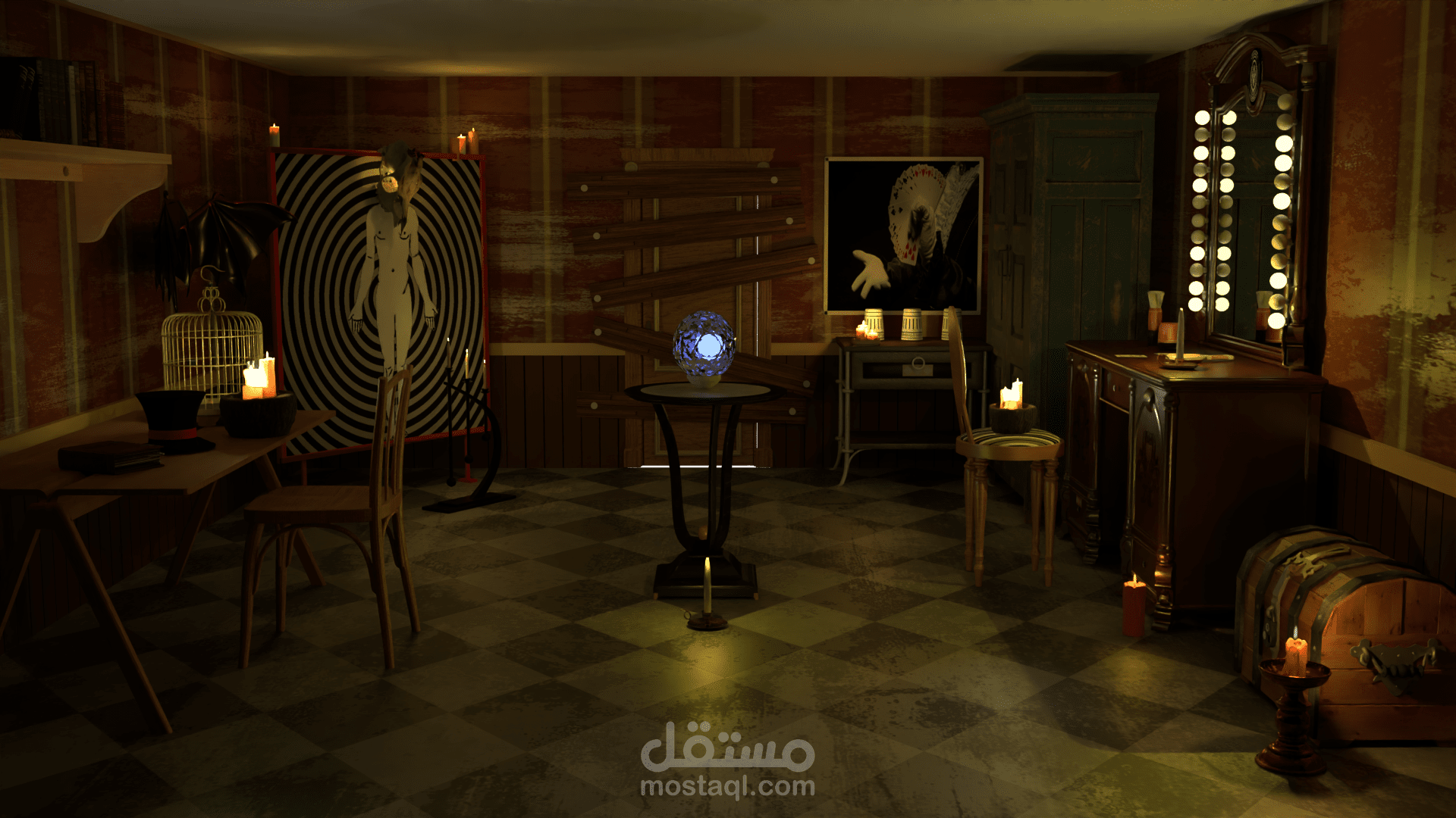 نموذج ثلاثي الأبعاد لغرفة السحر.