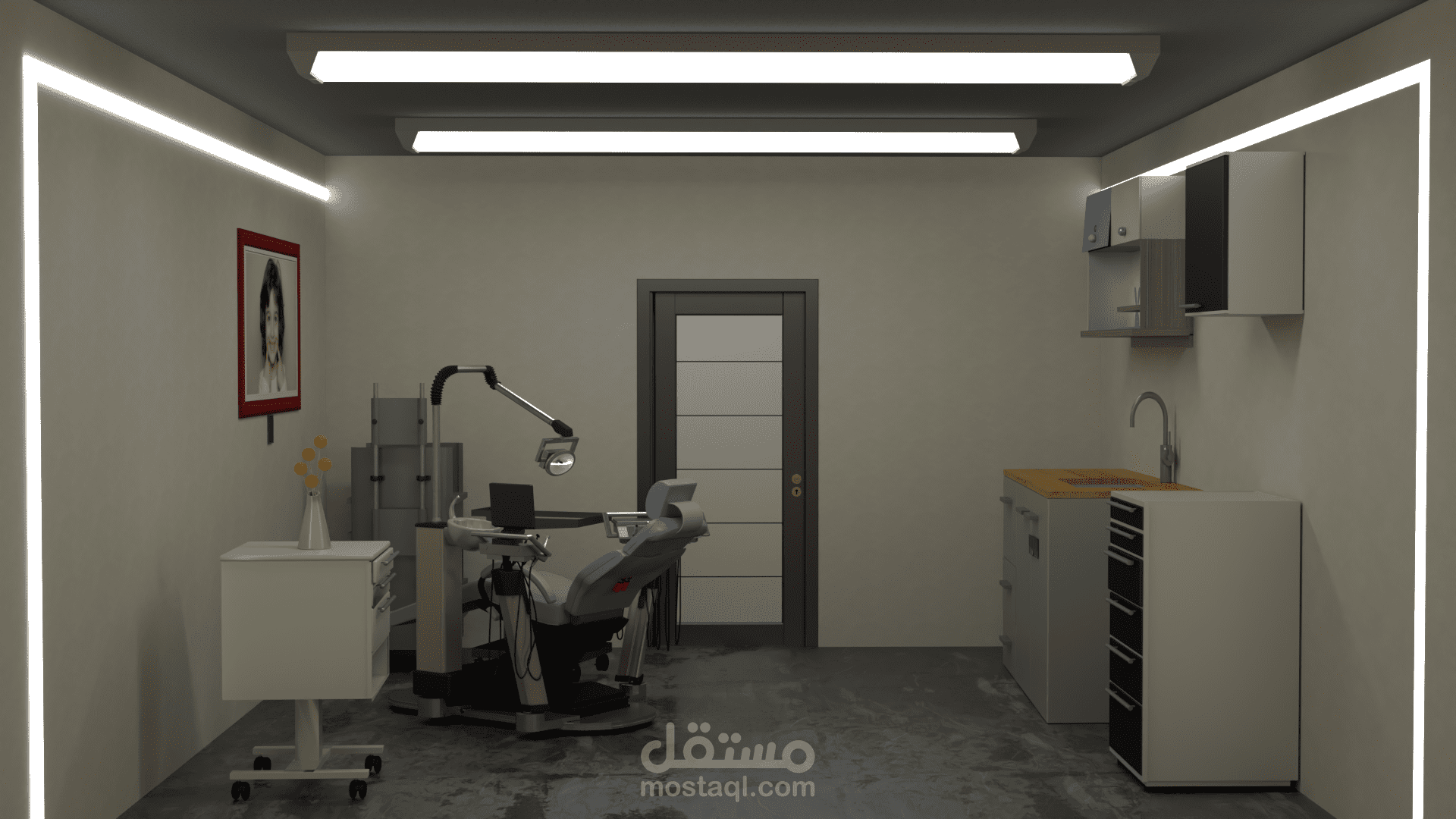نموذج ثلاثي الأبعاد لعيادة طبيب الأسنان.