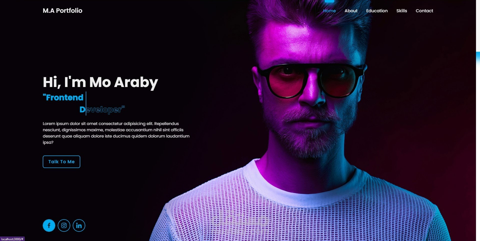 موقع تعريفي شخصي Portfolio (الواجهة الامامية)
