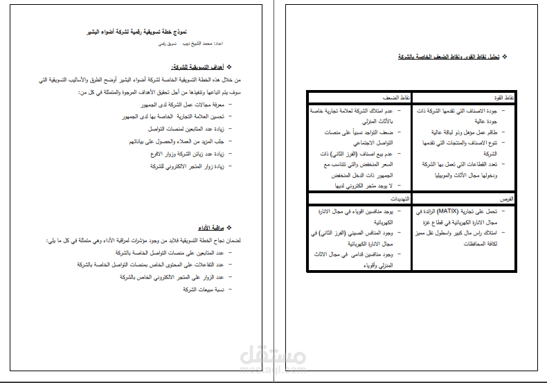 نموذج لخطة تسويق رقمي