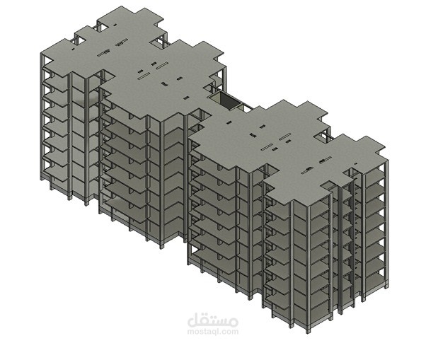 تصميم مبني سكني مكون من ارضي وسبعه ادوار متكرره