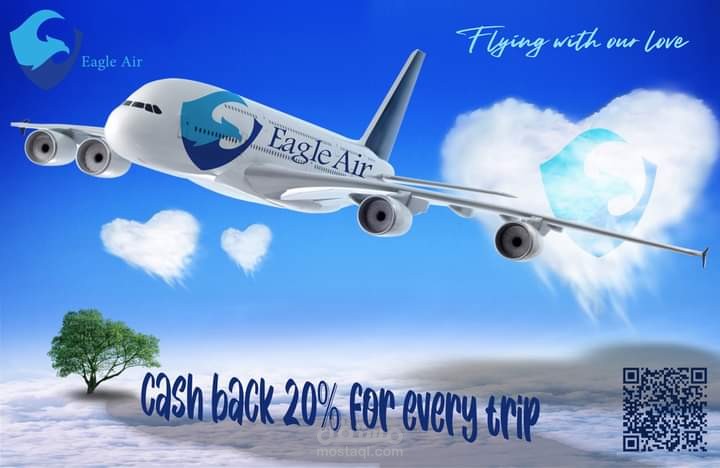 بوستر سوشيال ميديا لشركة طيران بالQR