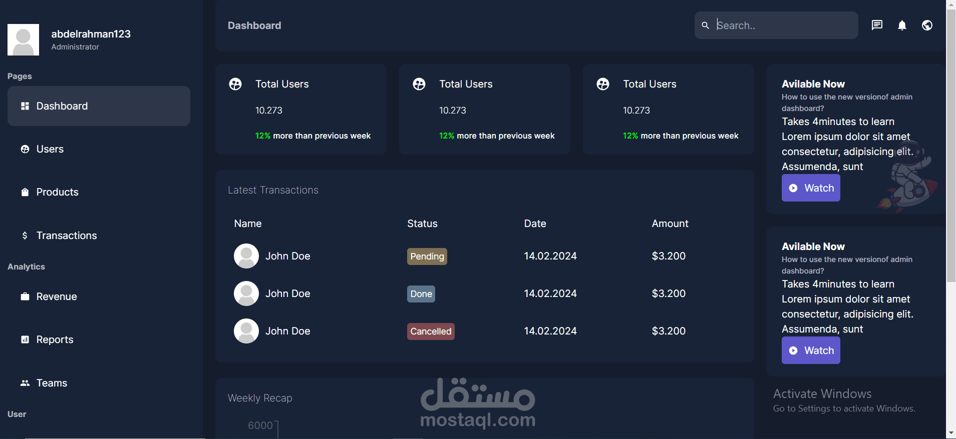 Dashboard