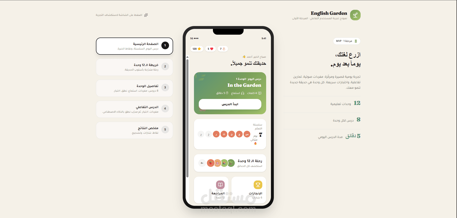 English Learning App – RTL Mobile Prototype