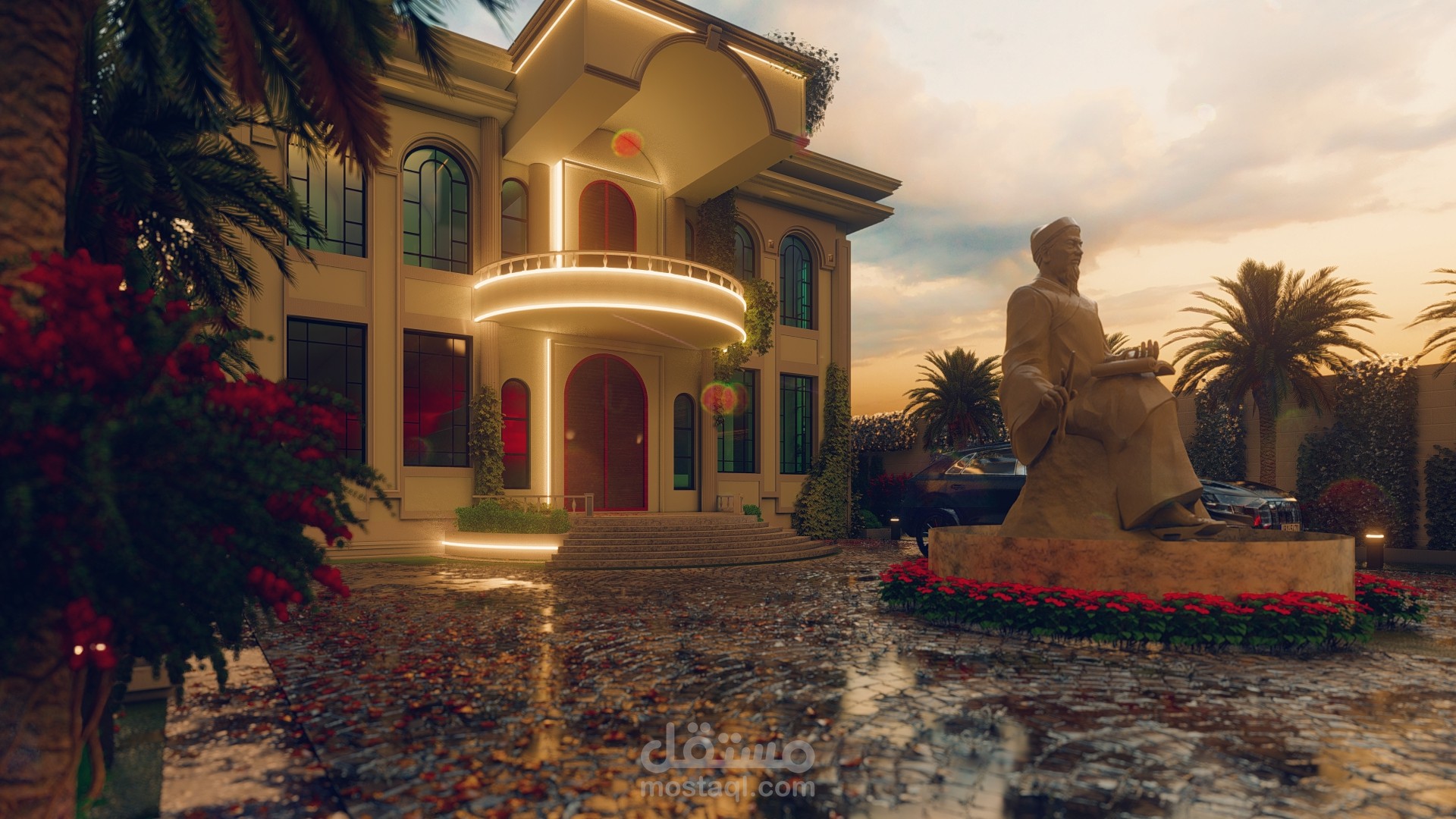 تصميم واجهة ل فيلا كلاسيك