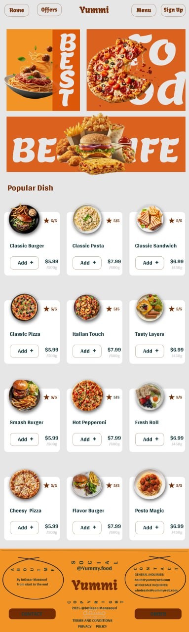 Yummi — واجهة طلب طعام عصرية بتجربة سهلة وسريعة