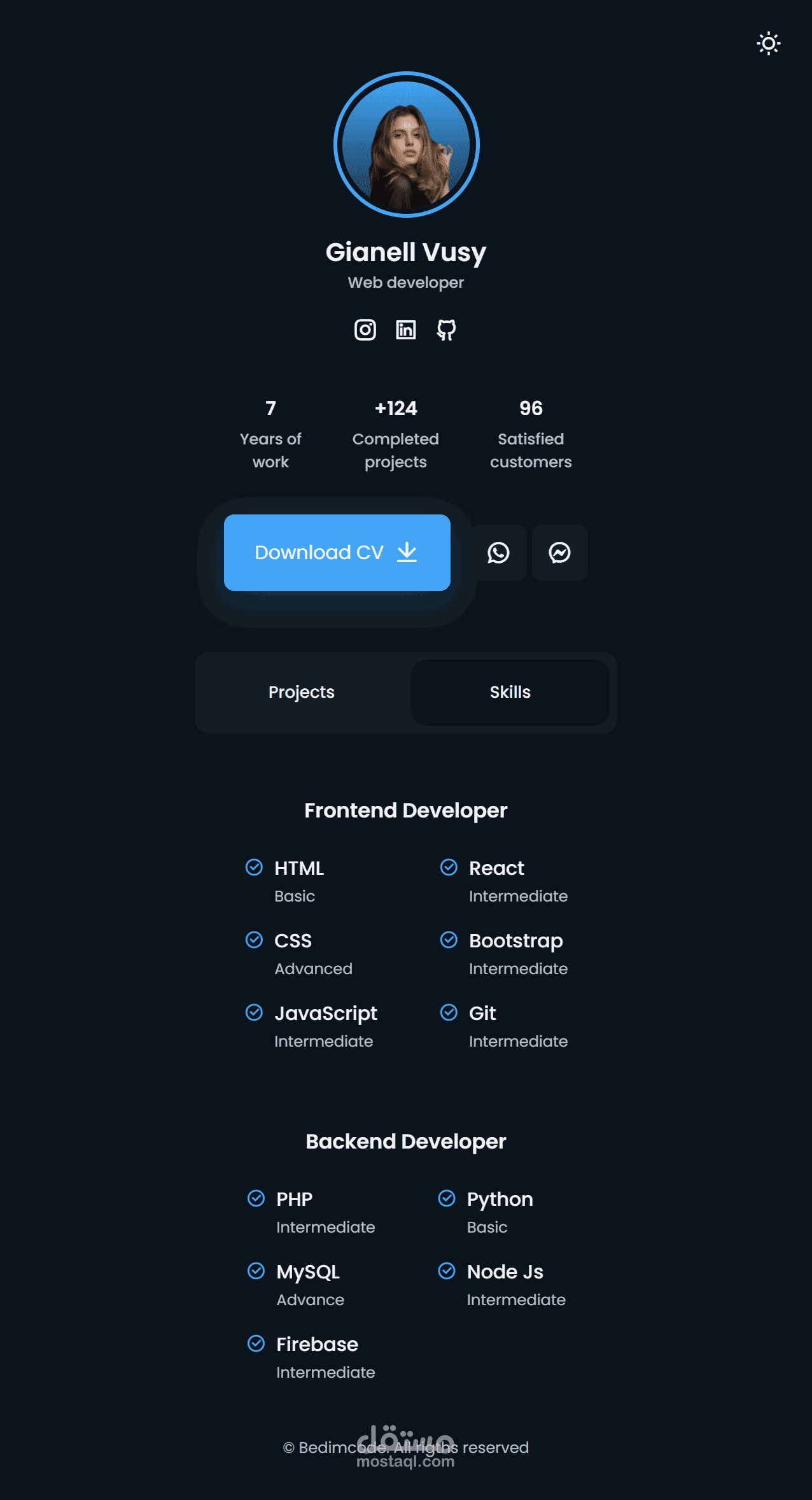 تصميم موقع ملف شخصي