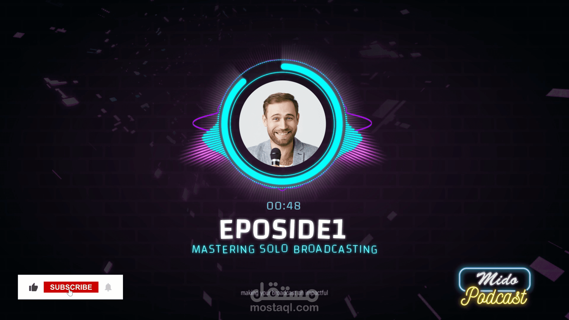 تصميم فيديو للتدوينات الصوتية بودكاست podcast  بإظهار الموجات الصوتية